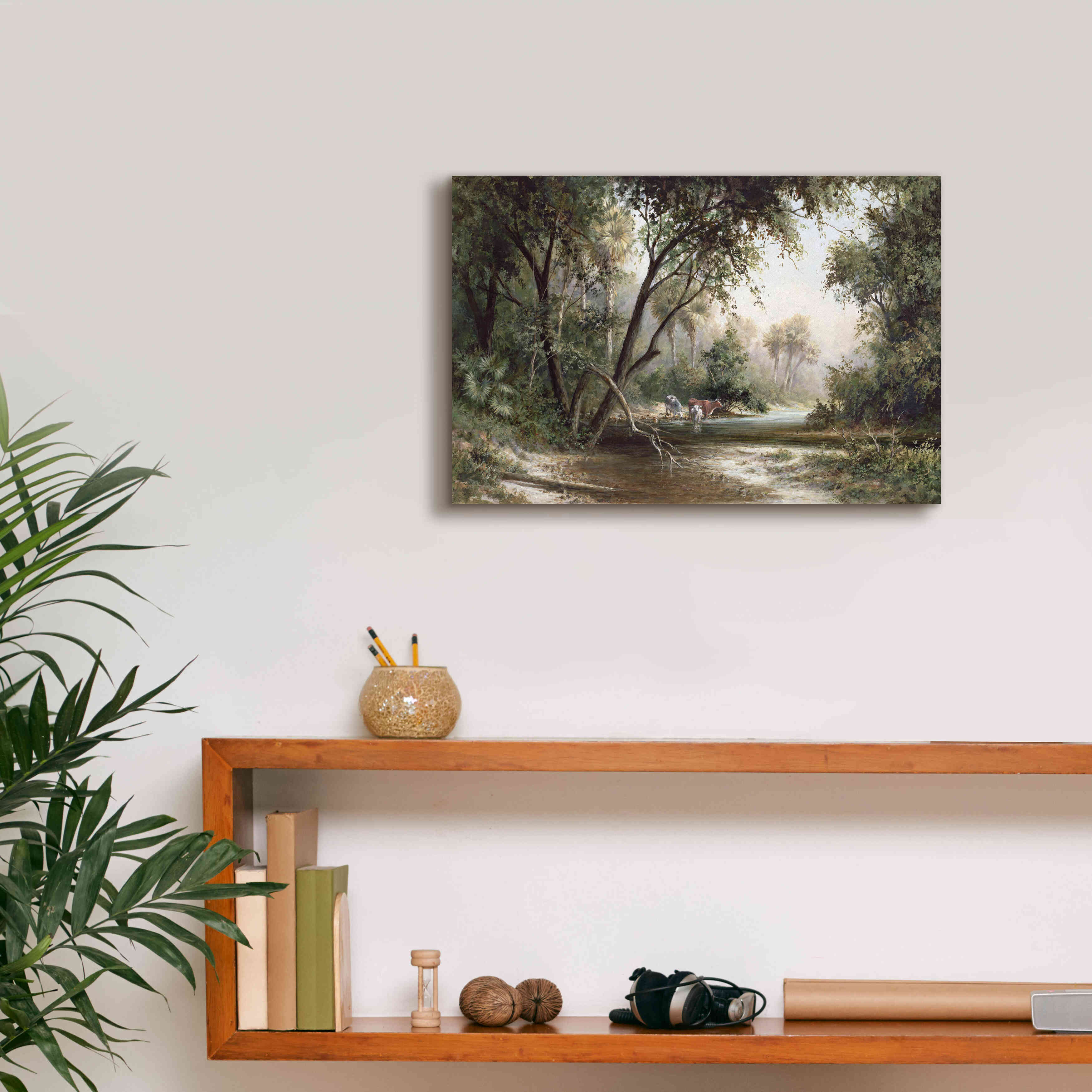 'Forked Creek' by Art Fronckowiak, Giclee Canvas Wall Art,18x12