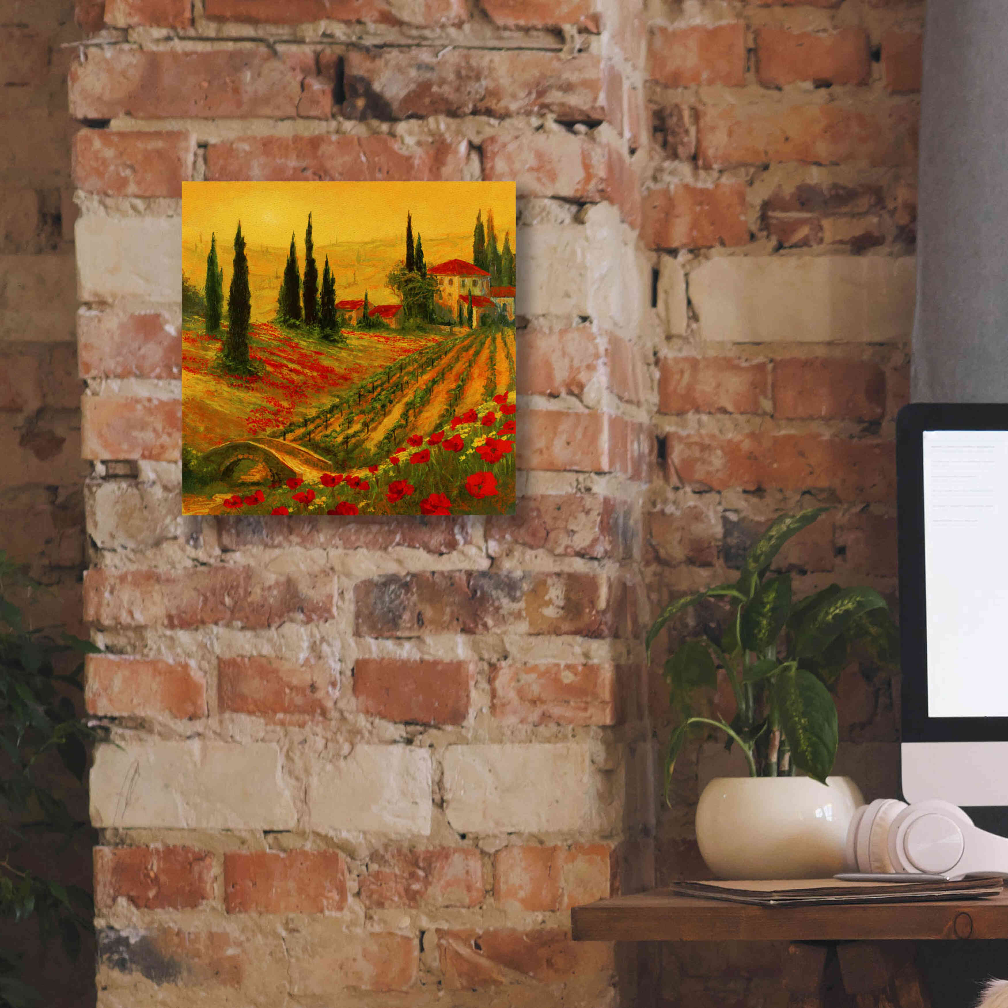 'Poppies of Toscano I' by Art Fronckowiak, Giclee Canvas Wall Art,12x12