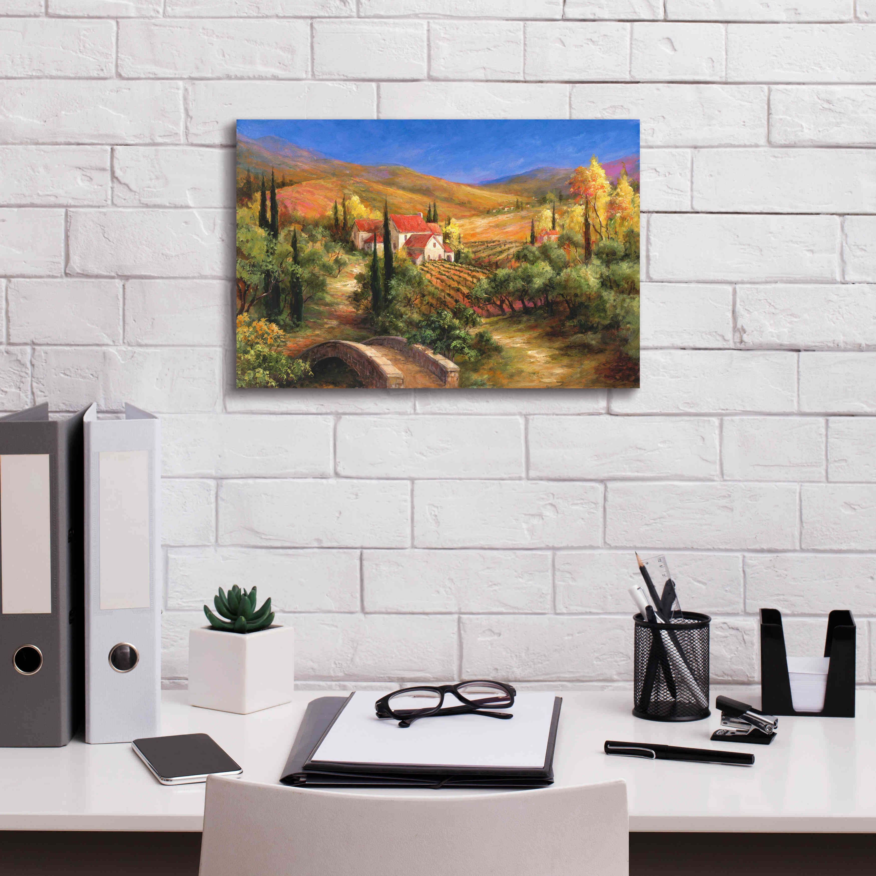 'Tuscan Bridge' by Art Fronckowiak, Giclee Canvas Wall Art,18x12