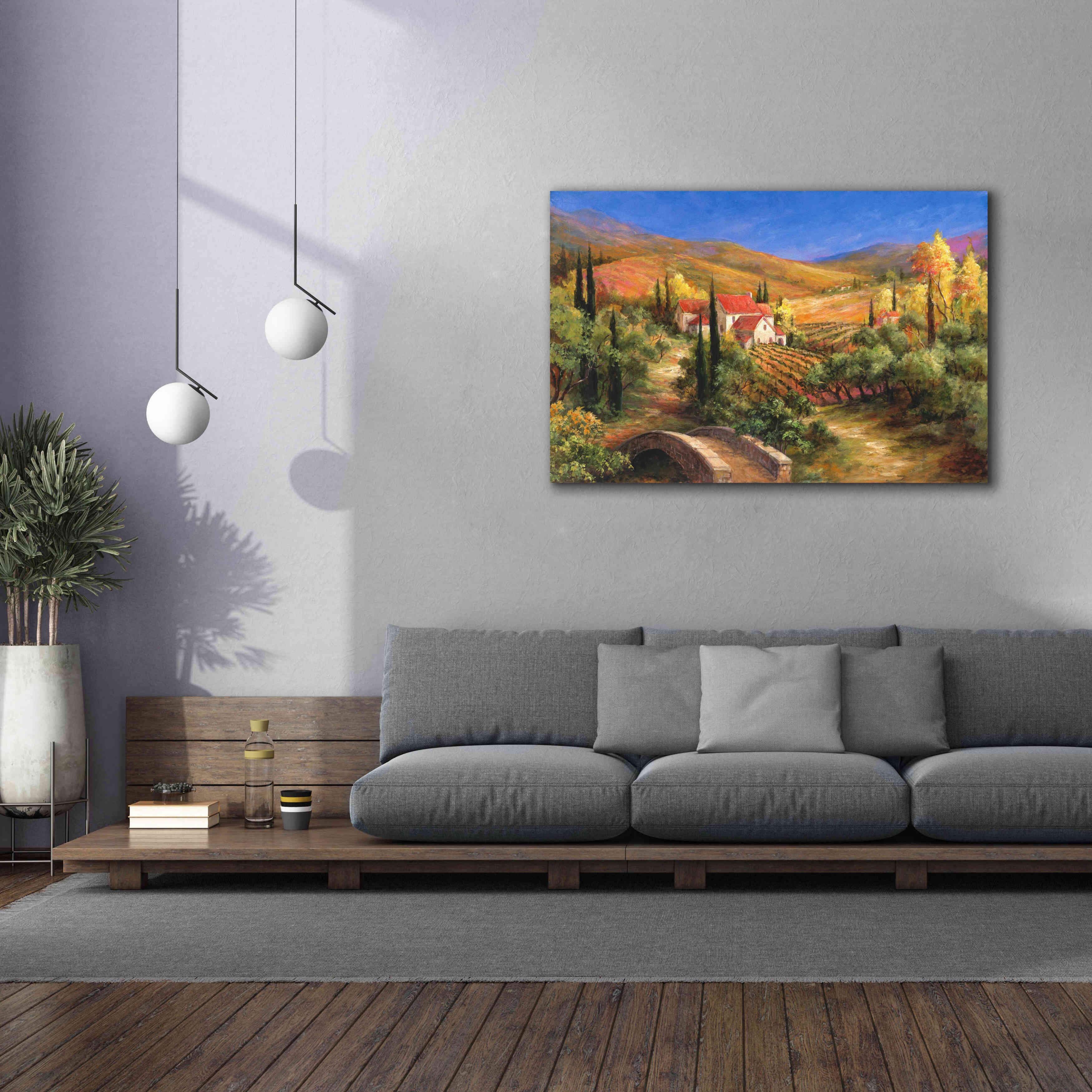 'Tuscan Bridge' by Art Fronckowiak, Giclee Canvas Wall Art,60x40
