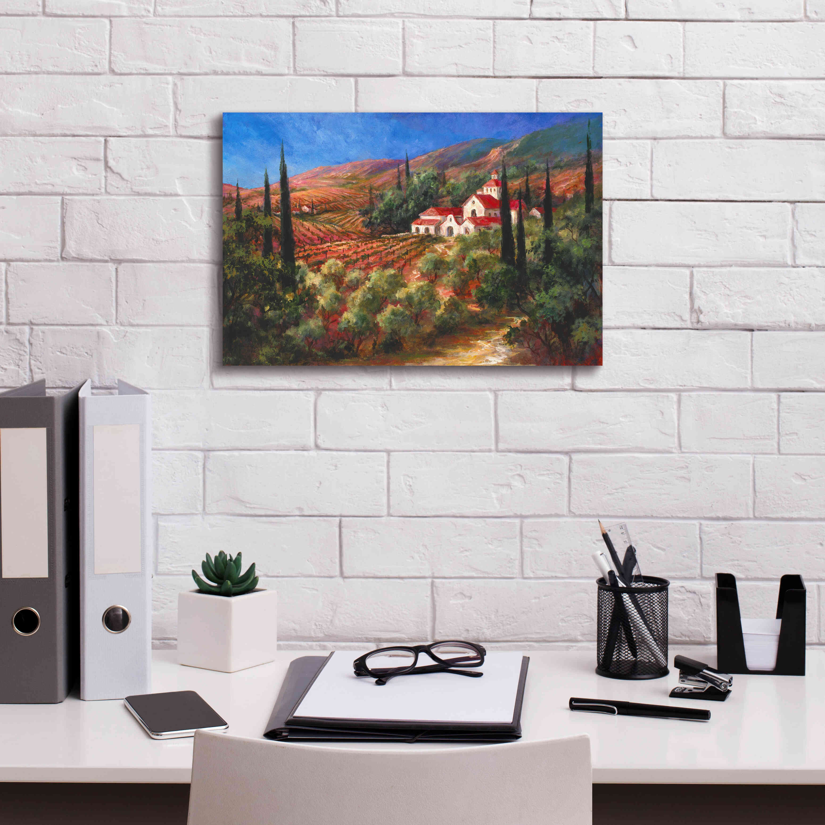 'Tuscan Monastery' by Art Fronckowiak, Giclee Canvas Wall Art,18x12