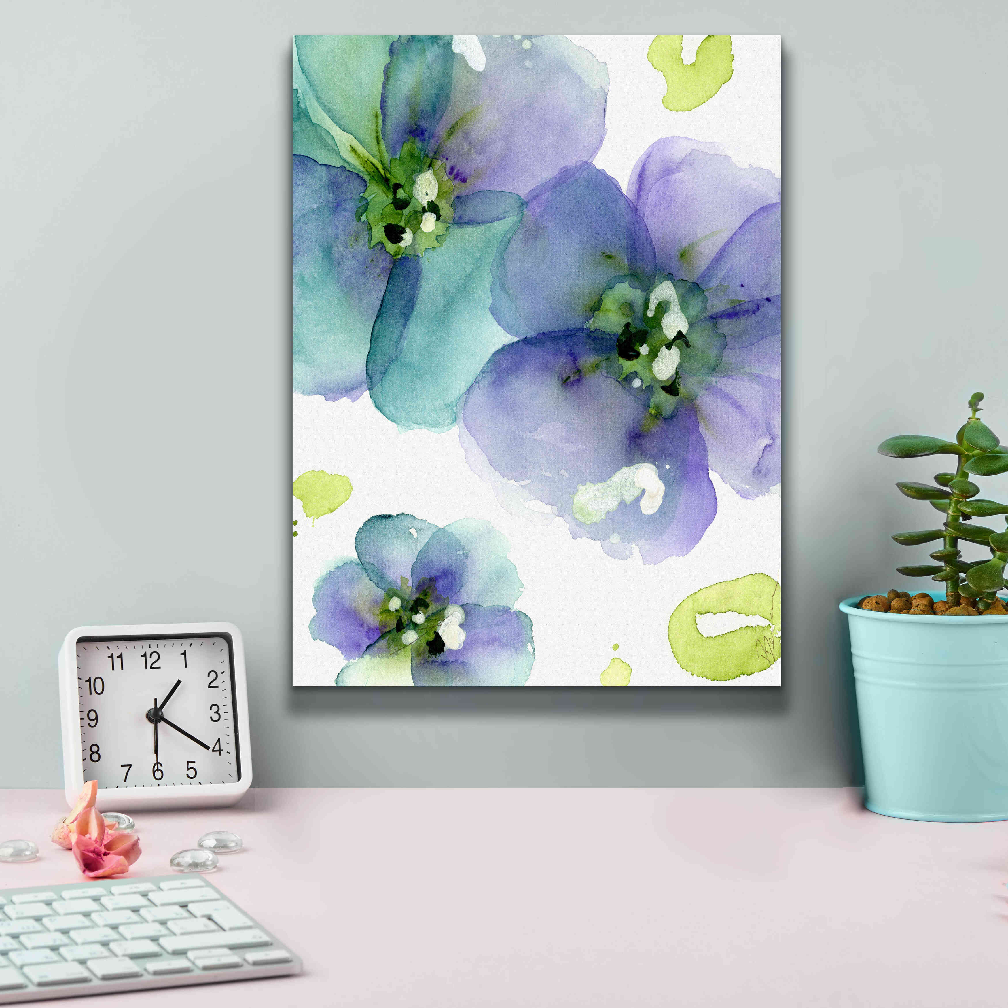'Blue Flowers' by Dawn Derman, Giclee Canvas Wall Art,12x16