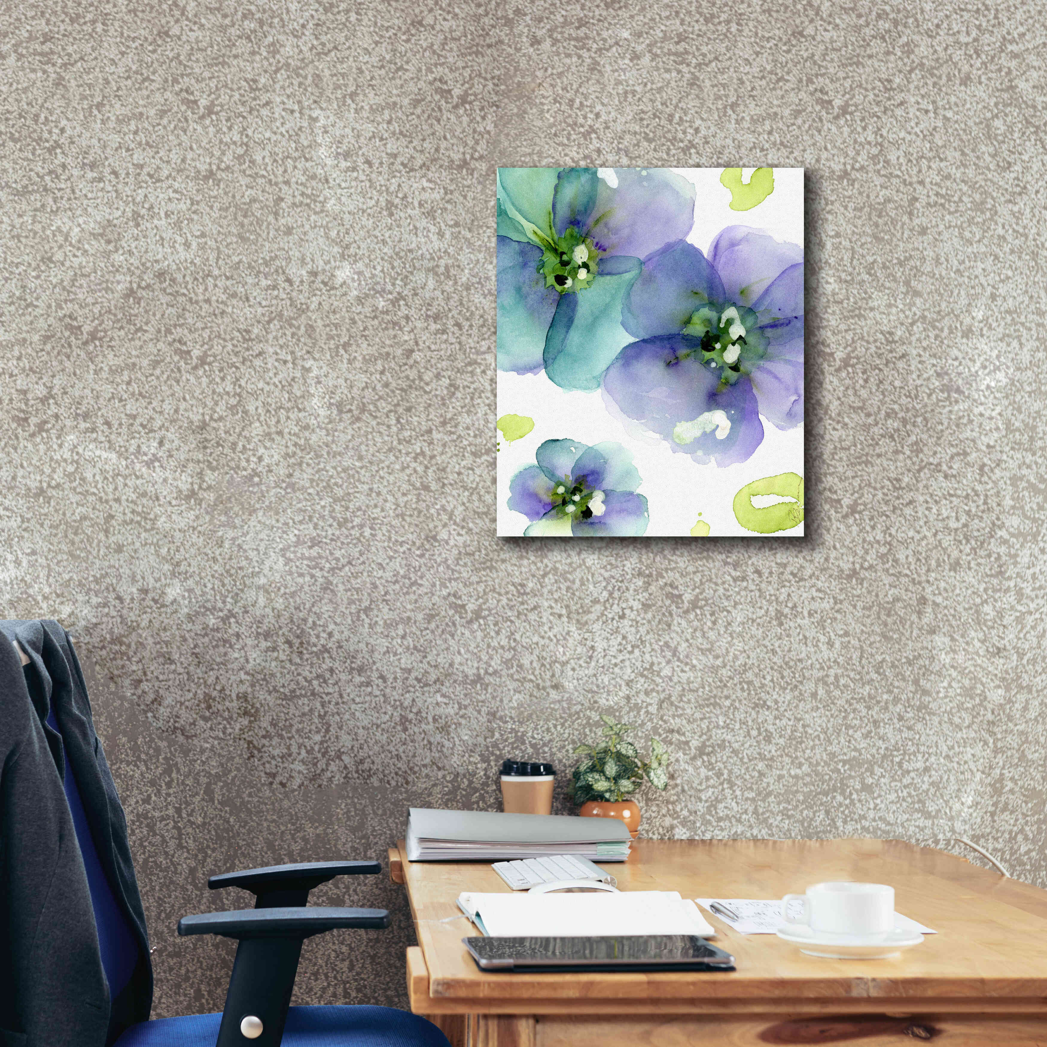 'Blue Flowers' by Dawn Derman, Giclee Canvas Wall Art,20x24