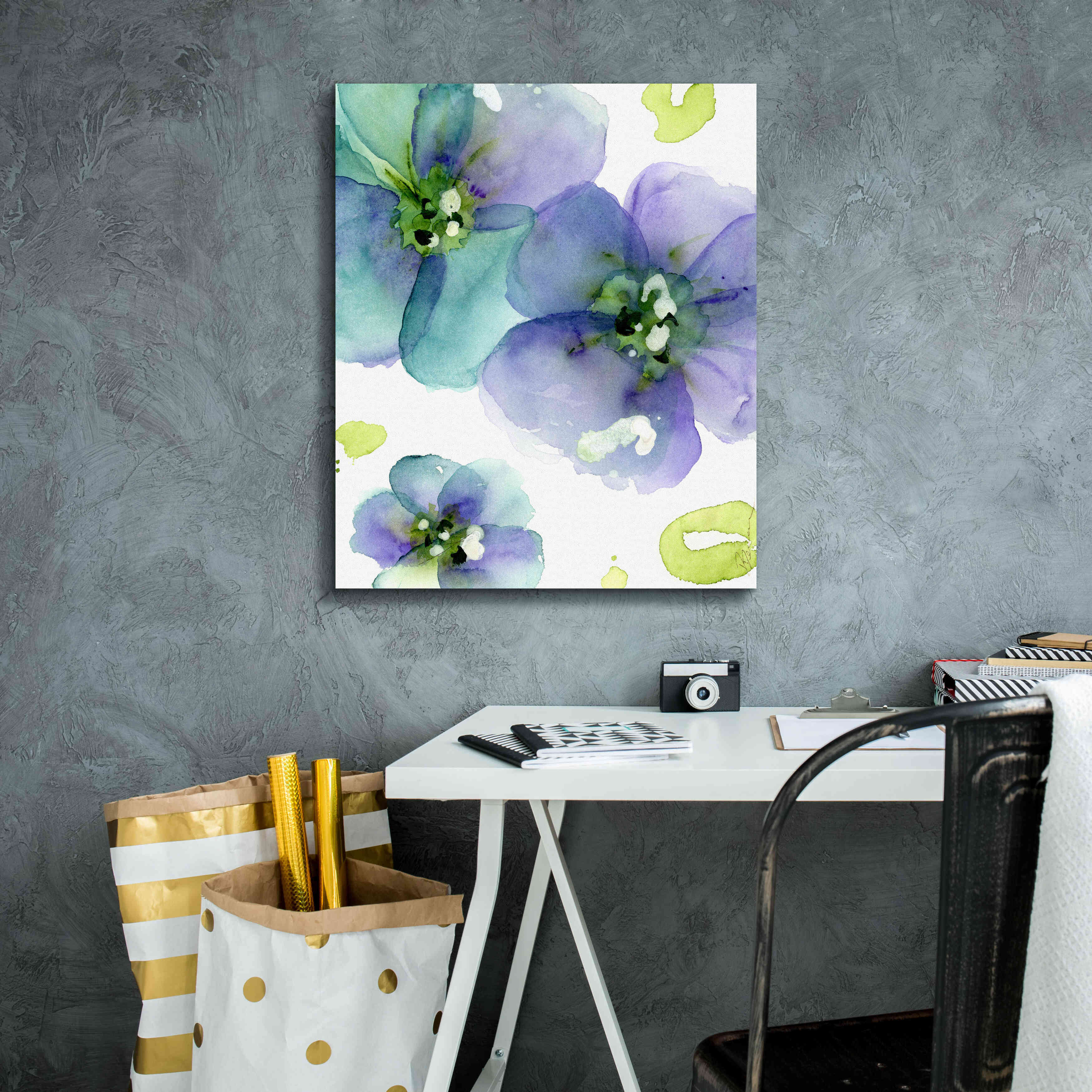 'Blue Flowers' by Dawn Derman, Giclee Canvas Wall Art,20x24