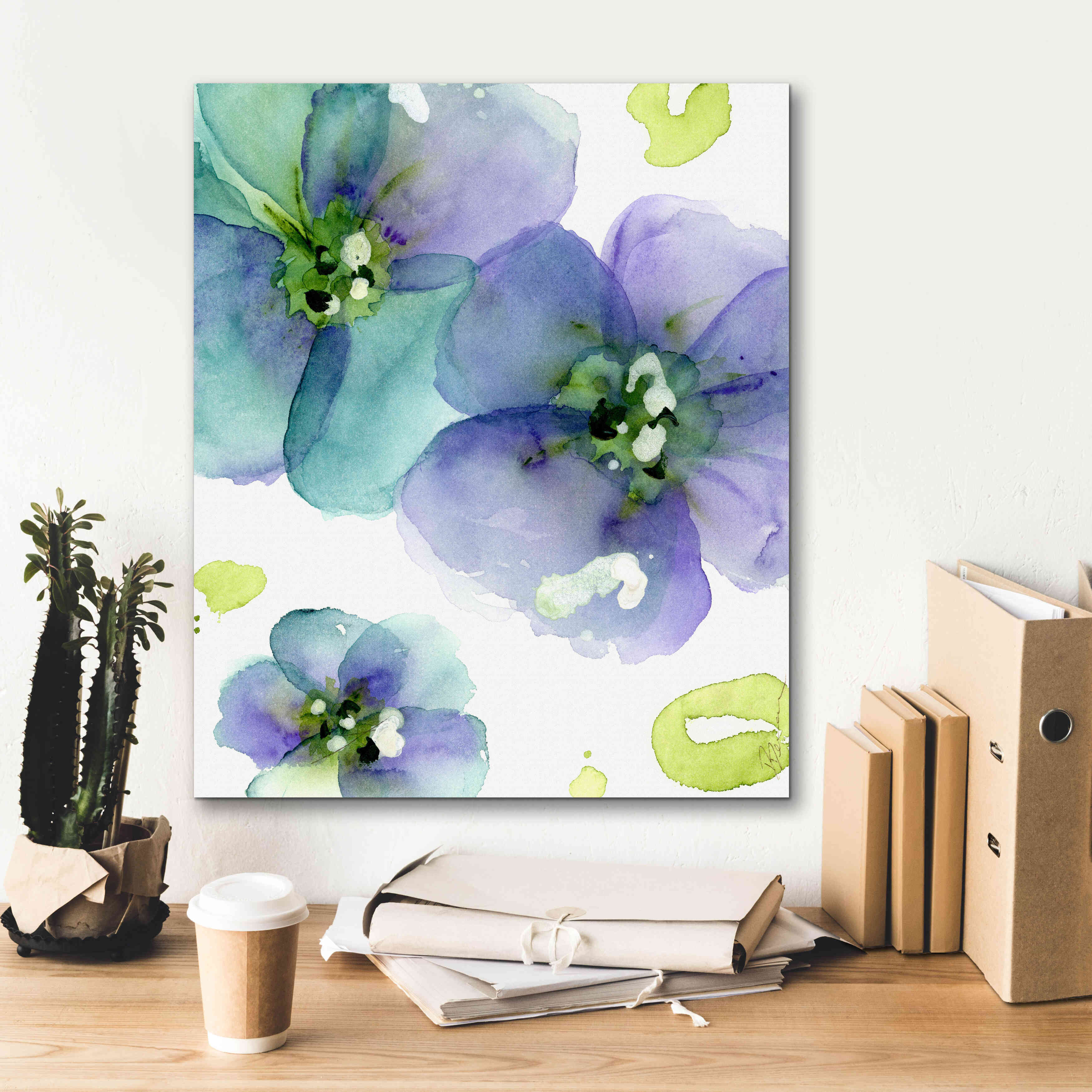 'Blue Flowers' by Dawn Derman, Giclee Canvas Wall Art,20x24