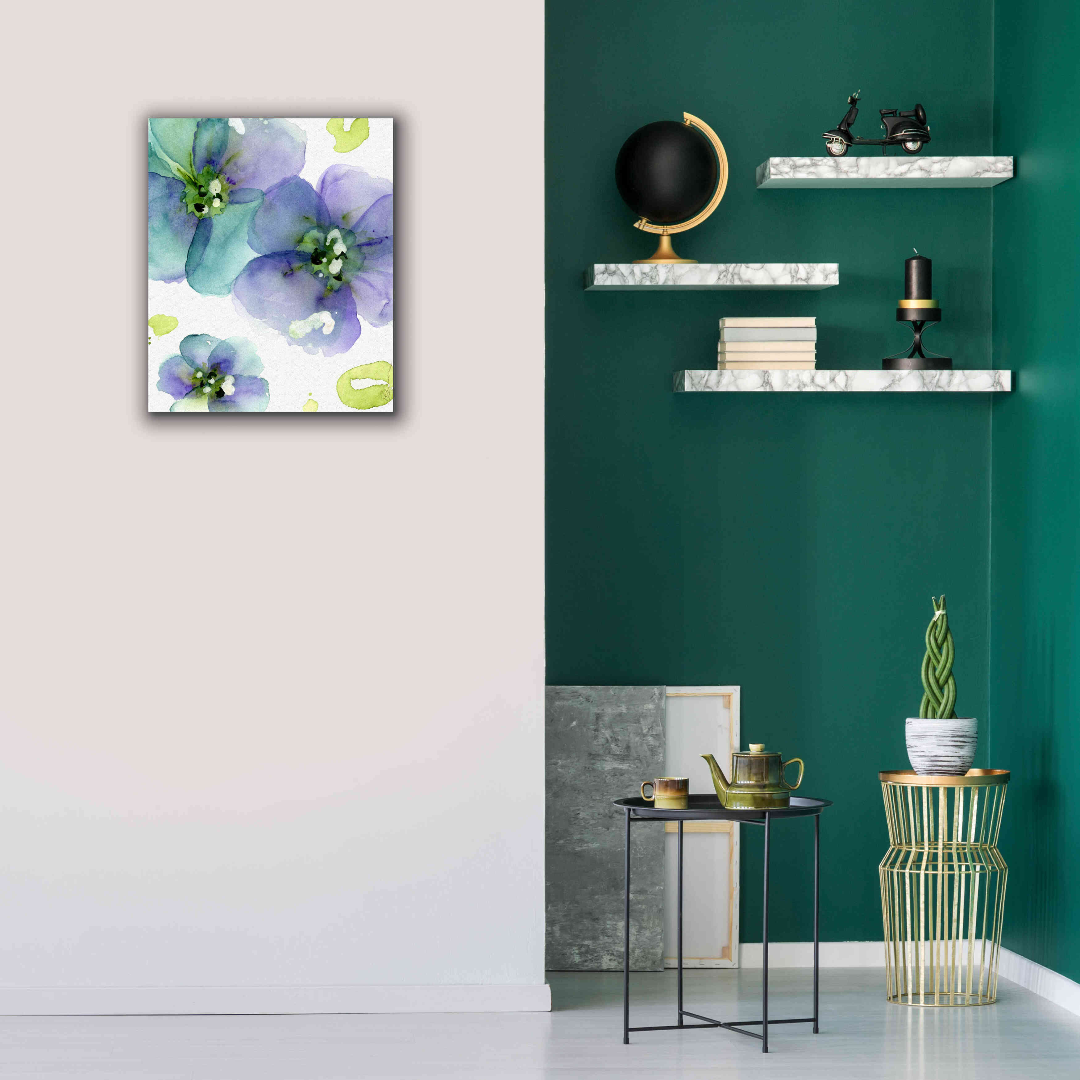 'Blue Flowers' by Dawn Derman, Giclee Canvas Wall Art,20x24