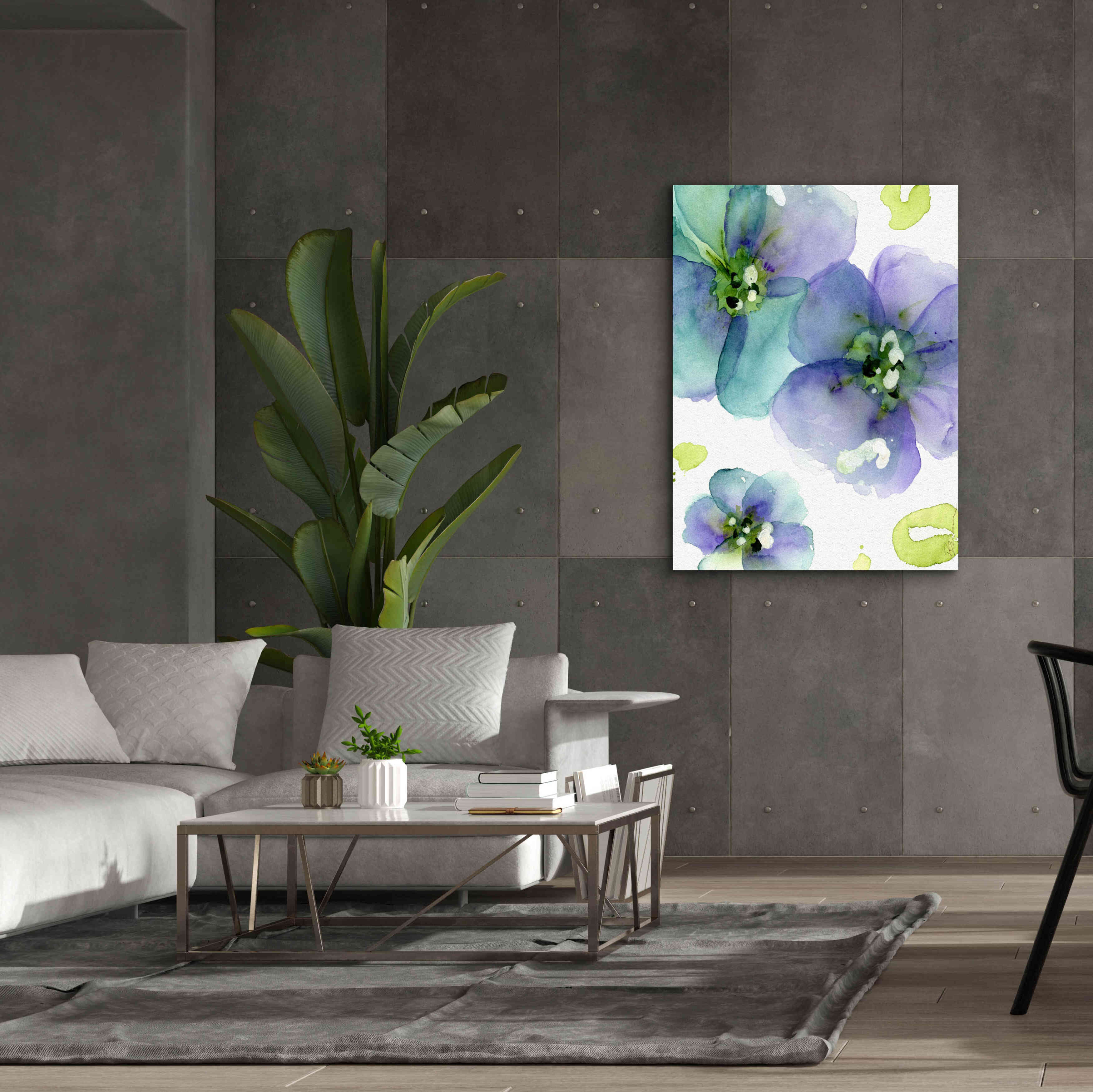 'Blue Flowers' by Dawn Derman, Giclee Canvas Wall Art,40x54
