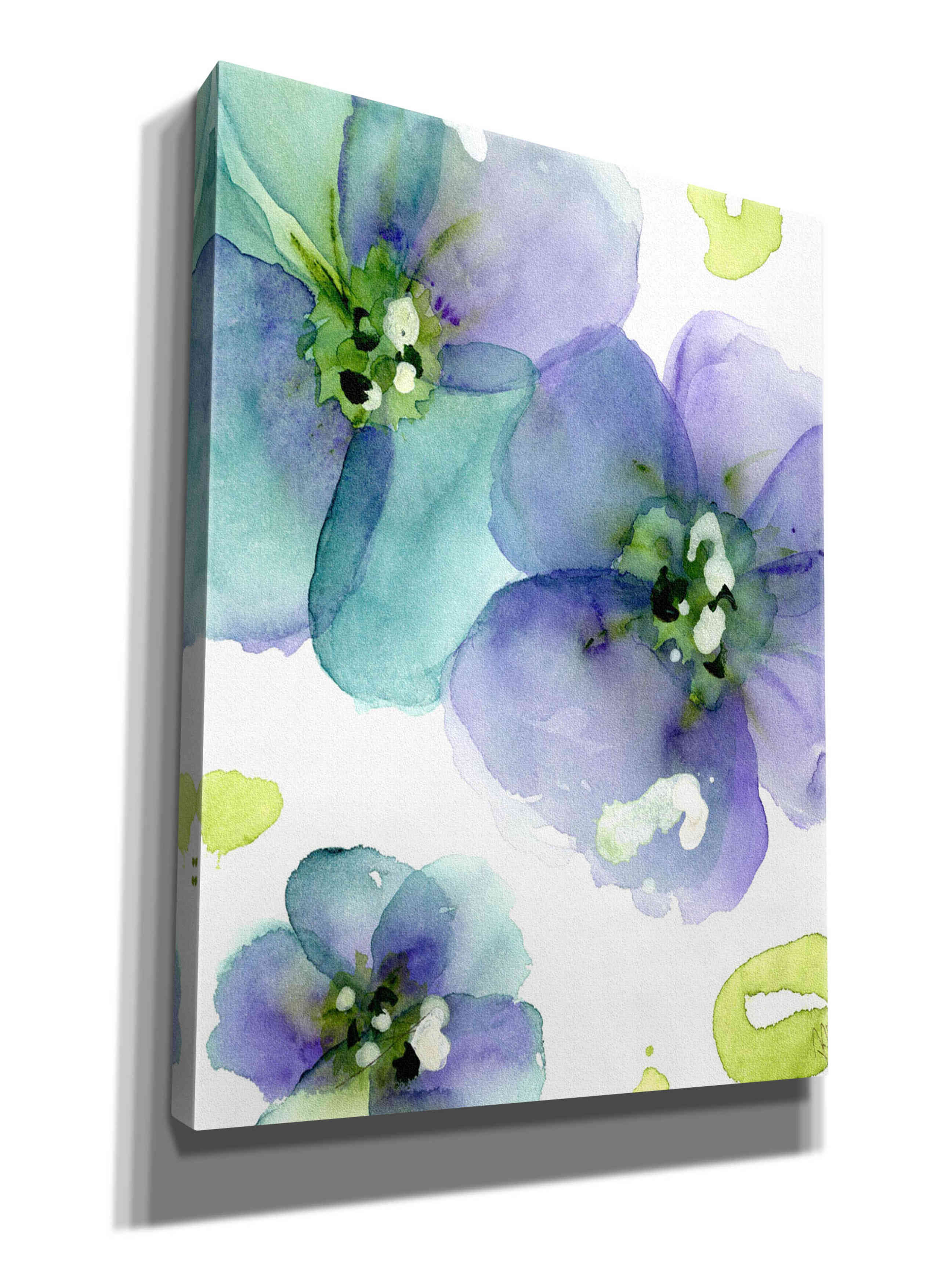 'Blue Flowers' by Dawn Derman, Giclee Canvas Wall Art