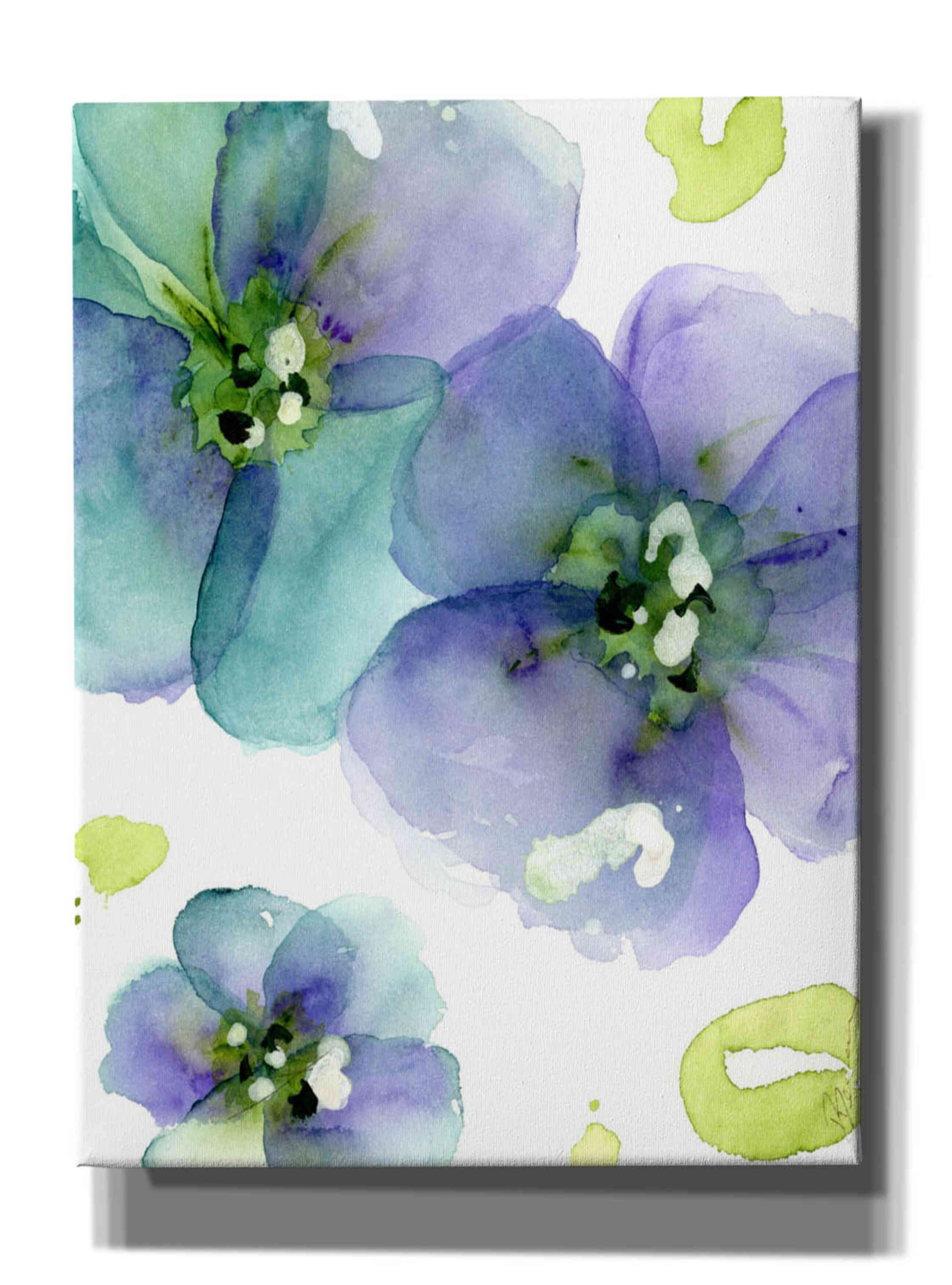 'Blue Flowers' by Dawn Derman, Giclee Canvas Wall Art