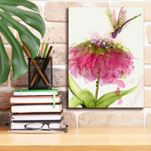 'Dragonfly and Zinnia' by Dawn Derman, Giclee Canvas Wall Art,12x16