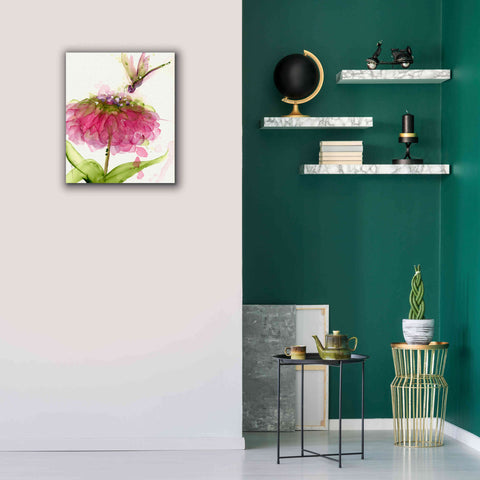 Image of 'Dragonfly and Zinnia' by Dawn Derman, Giclee Canvas Wall Art,20x24