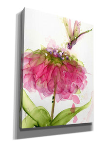 'Dragonfly and Zinnia' by Dawn Derman, Giclee Canvas Wall Art