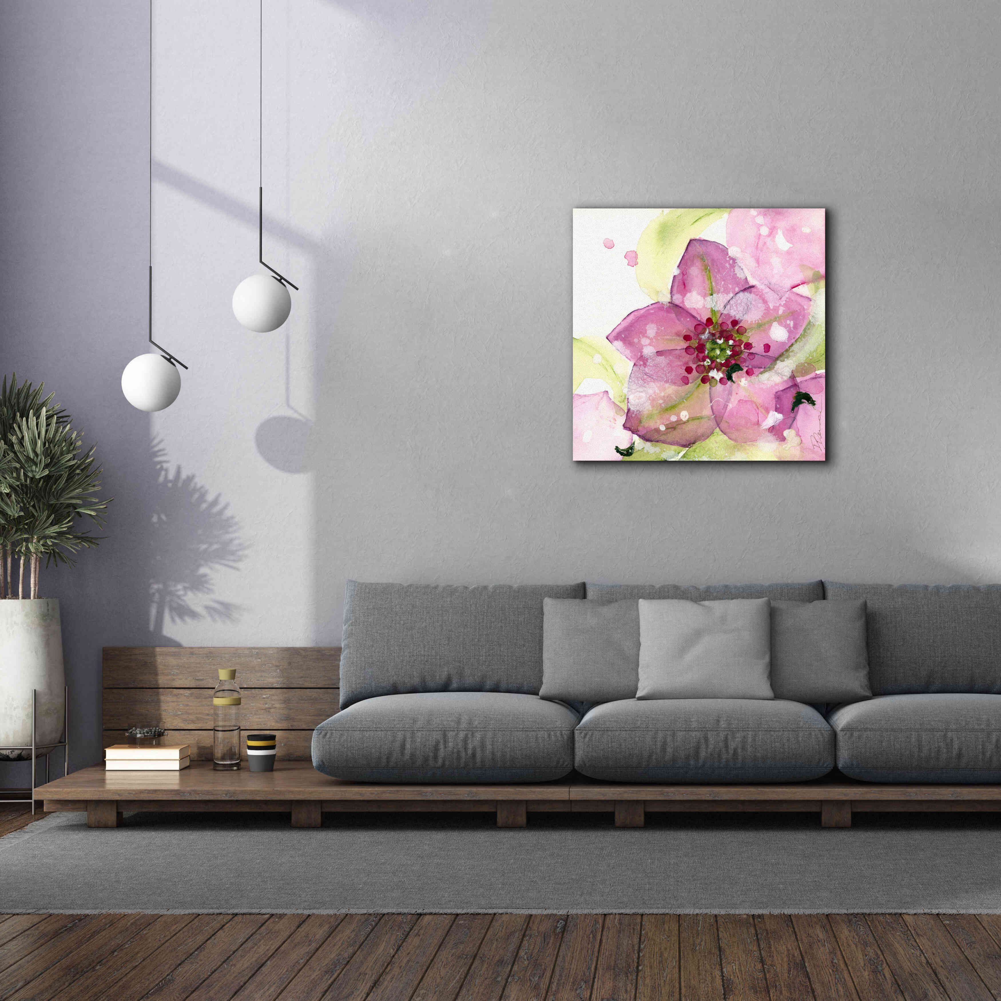 'Pink Flower in the Snow' by Dawn Derman, Giclee Canvas Wall Art,37x37
