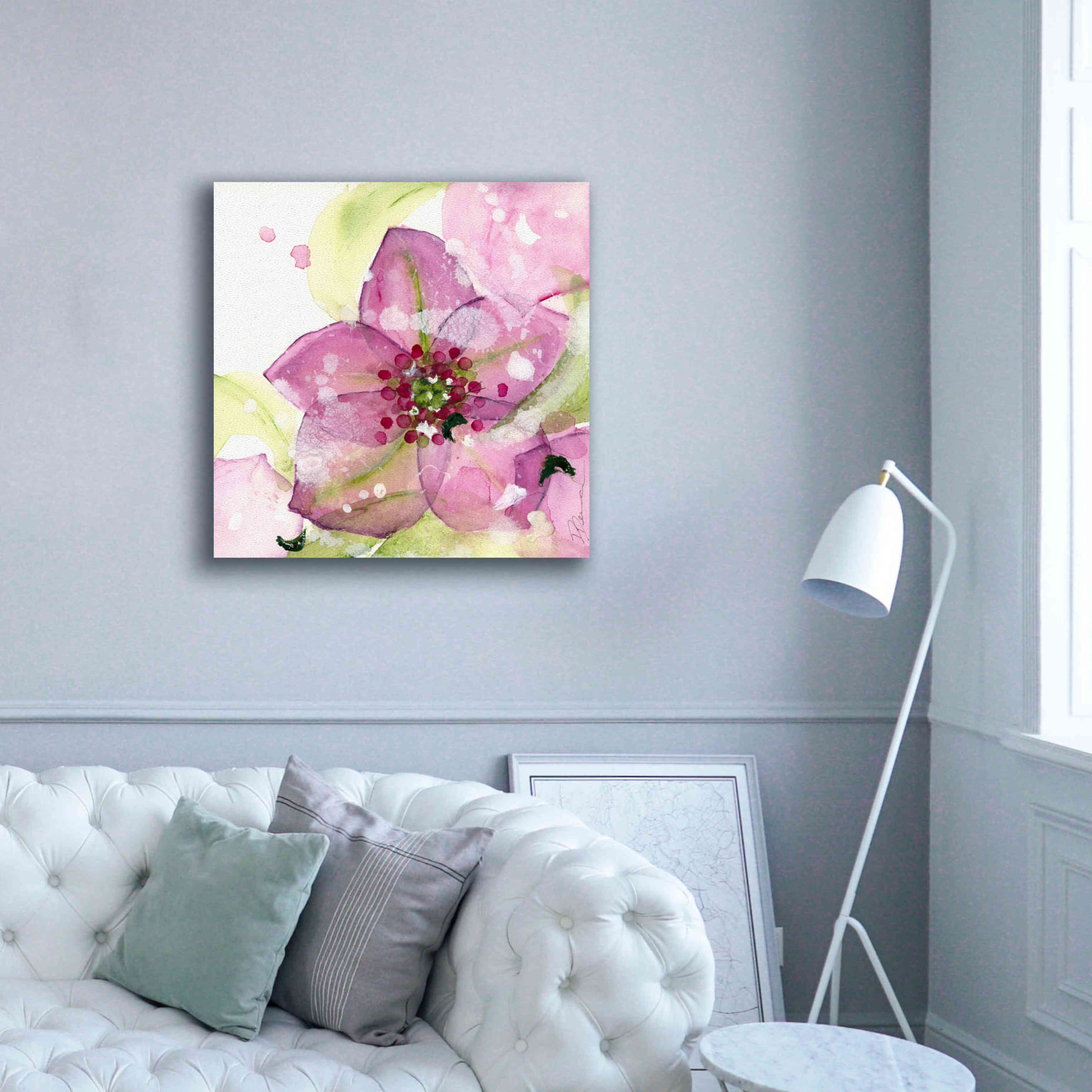 'Pink Flower in the Snow' by Dawn Derman, Giclee Canvas Wall Art,37x37