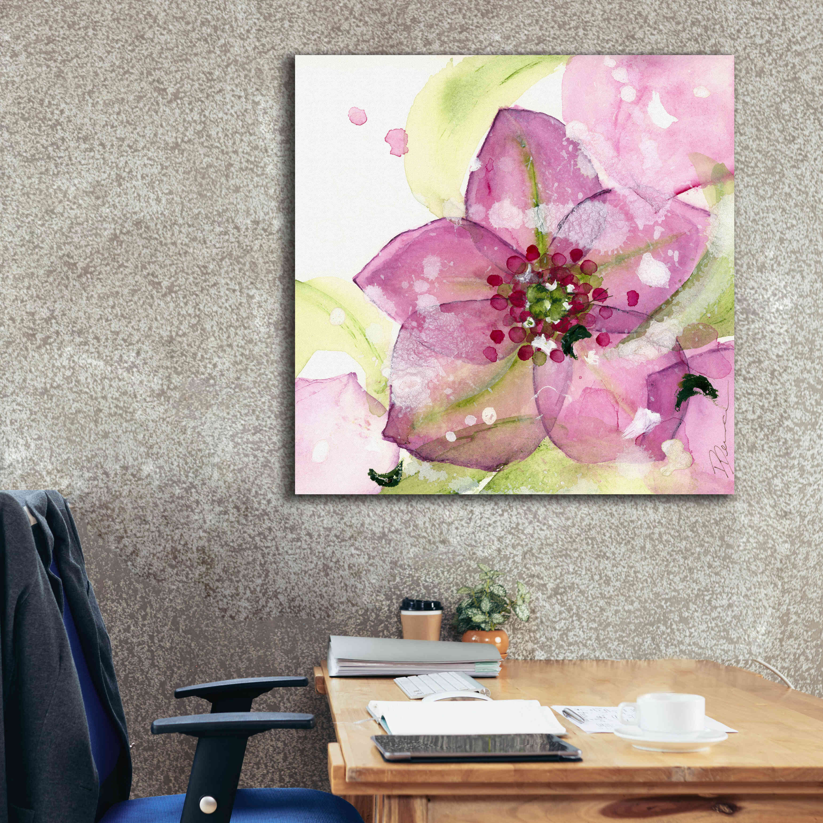 'Pink Flower in the Snow' by Dawn Derman, Giclee Canvas Wall Art,37x37