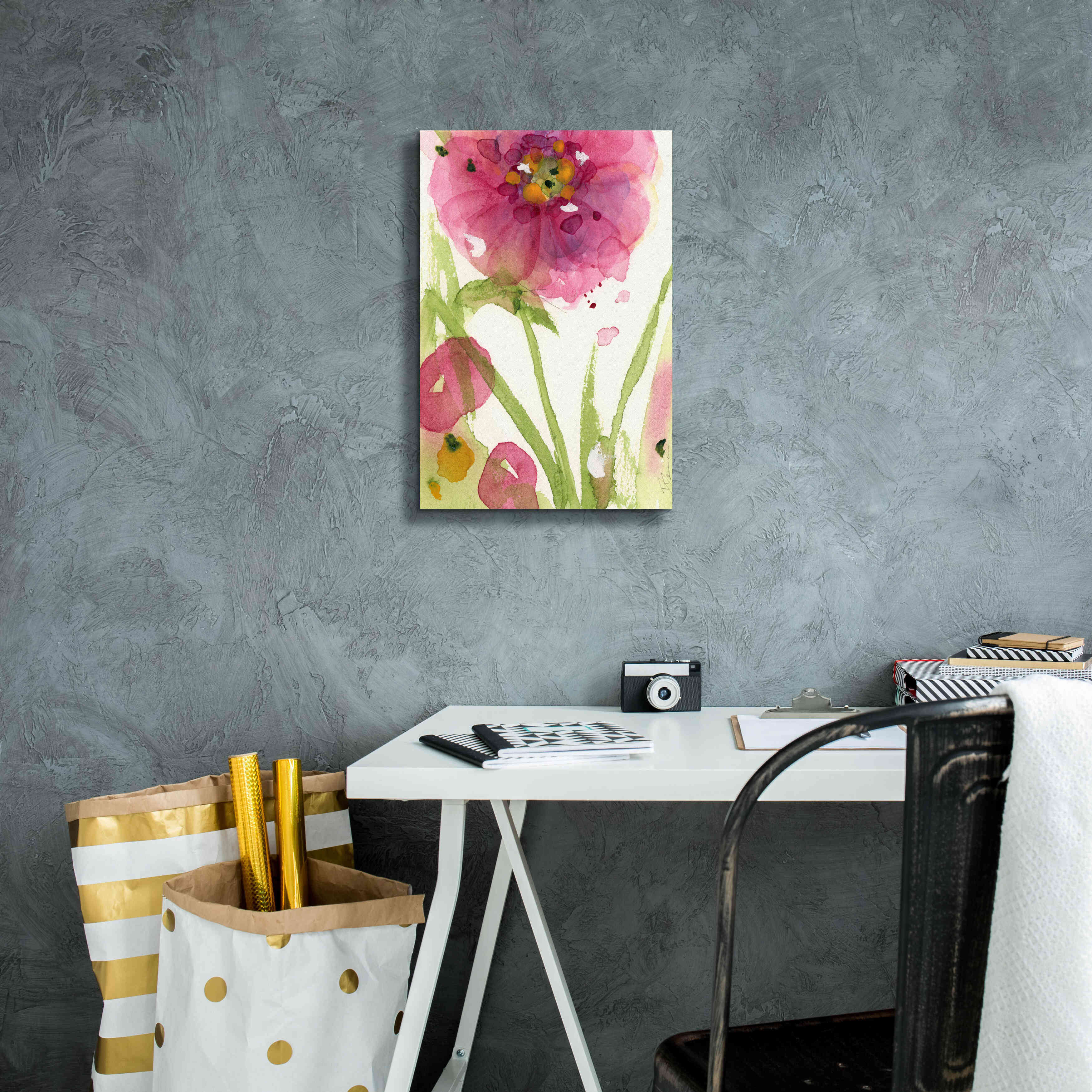 'Pink Wildflower' by Dawn Derman, Giclee Canvas Wall Art,12x18