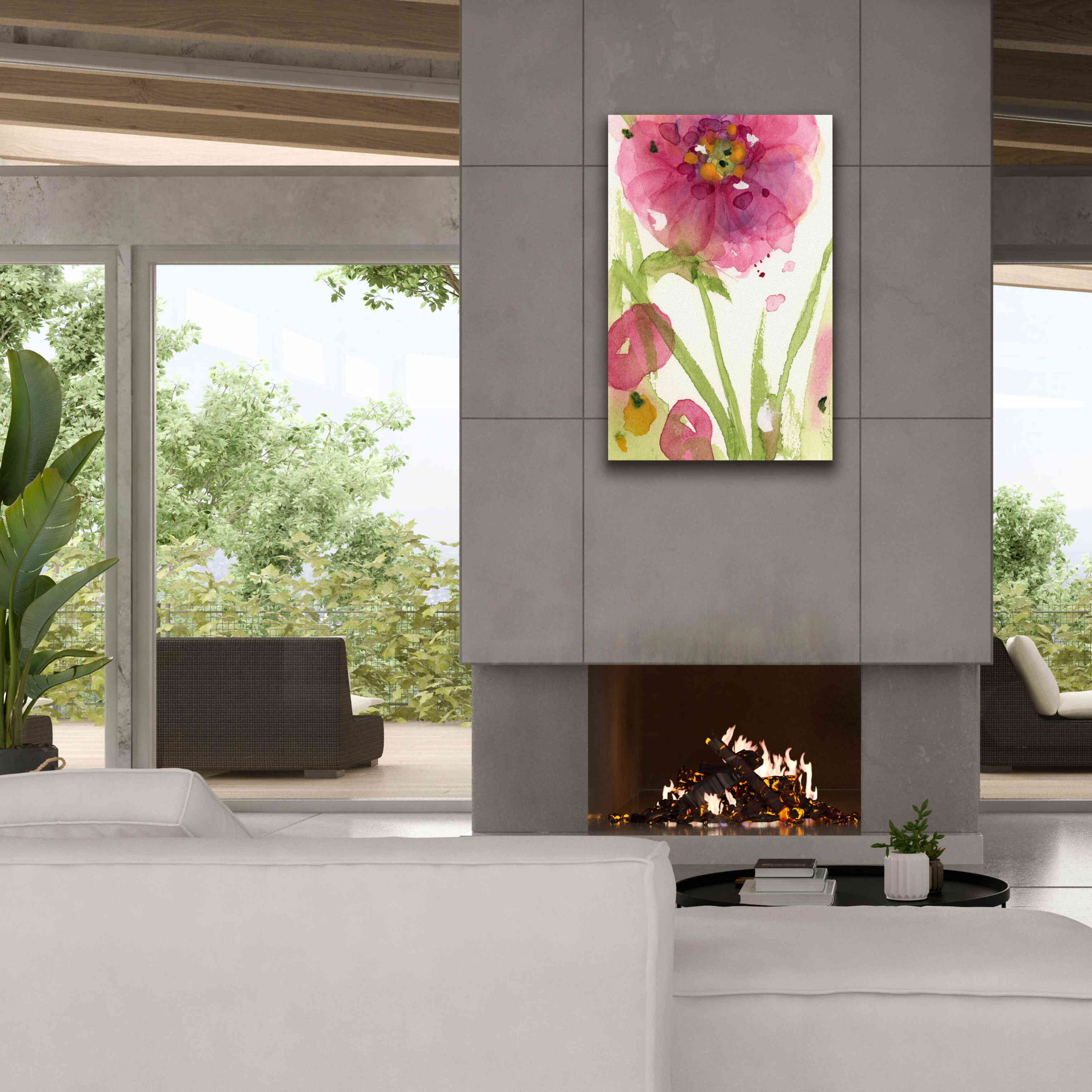 'Pink Wildflower' by Dawn Derman, Giclee Canvas Wall Art,26x40