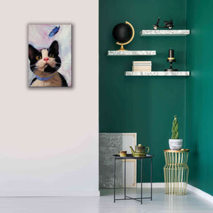 'Cat and Butterfly' by Diane Hoeptner, Giclee Canvas Wall Art,18x26