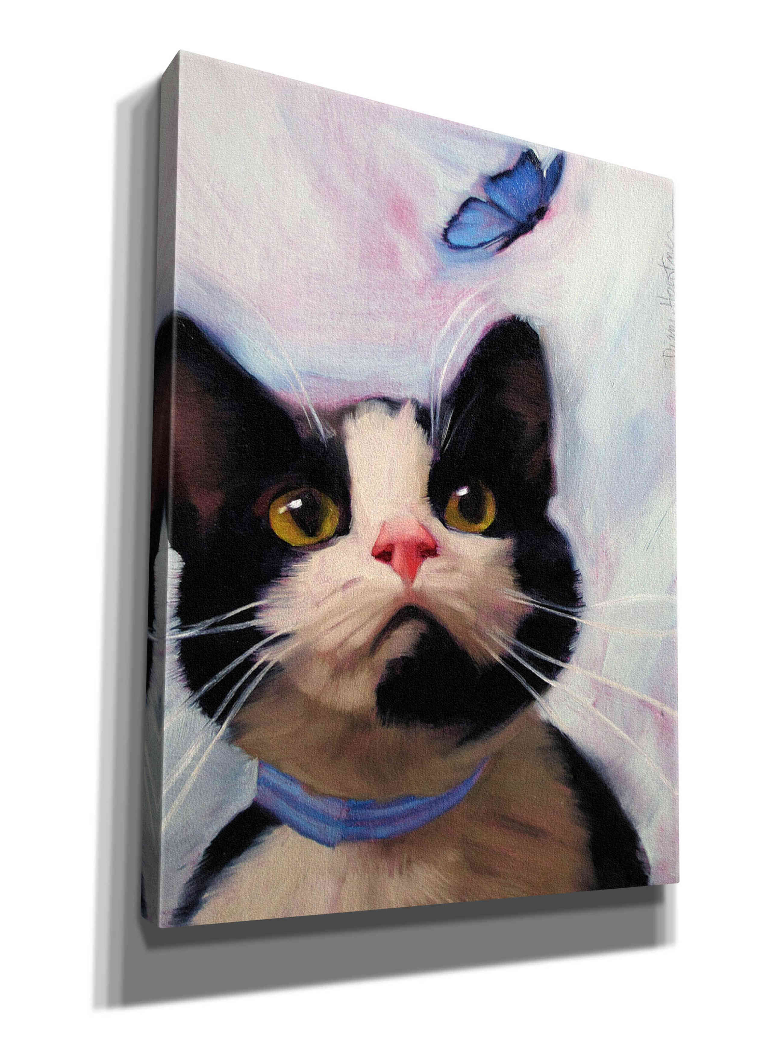 'Cat and Butterfly' by Diane Hoeptner, Giclee Canvas Wall Art