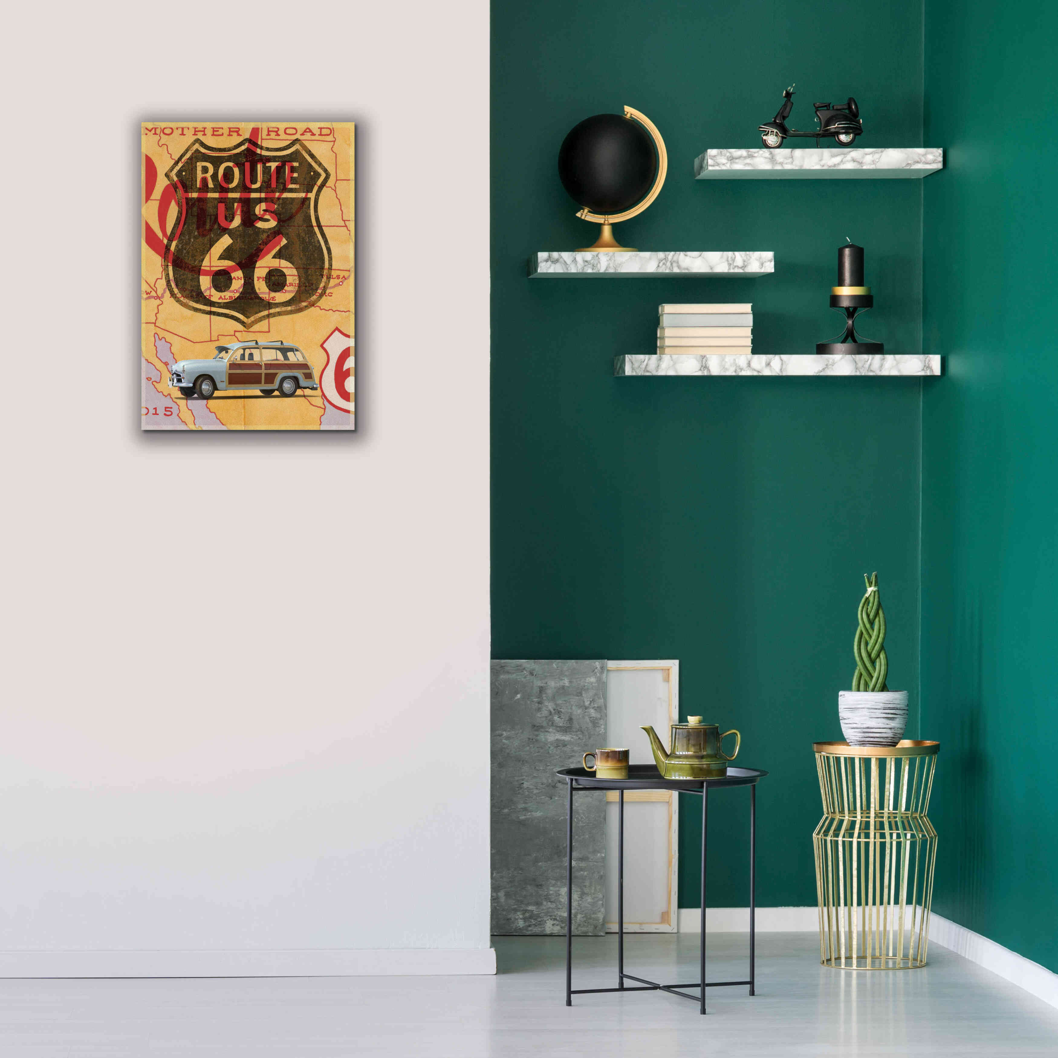 'Route 66 Vintage Postcard' by Edward M. Fielding, Giclee Canvas Wall Art,18x26