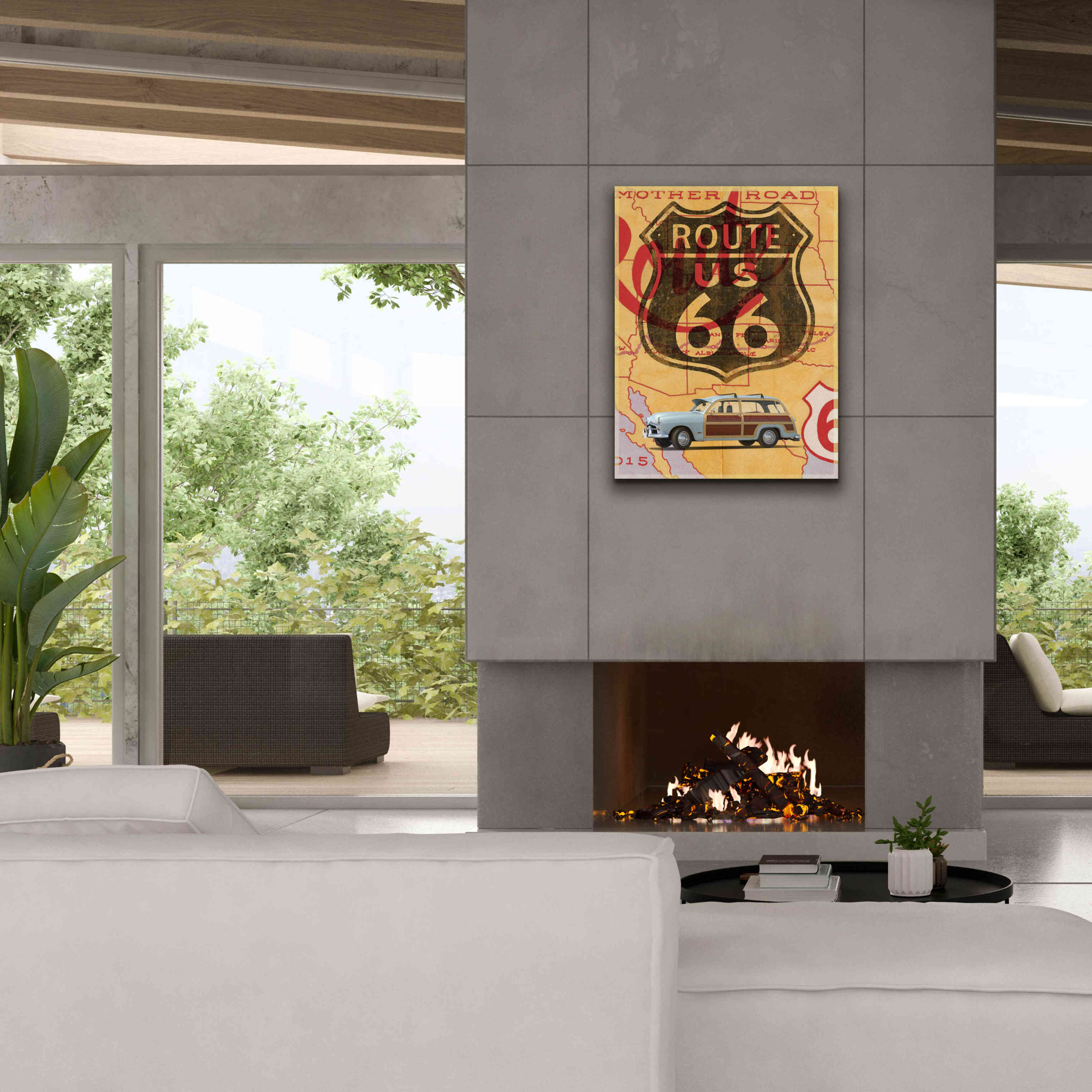 'Route 66 Vintage Postcard' by Edward M. Fielding, Giclee Canvas Wall Art,26x34