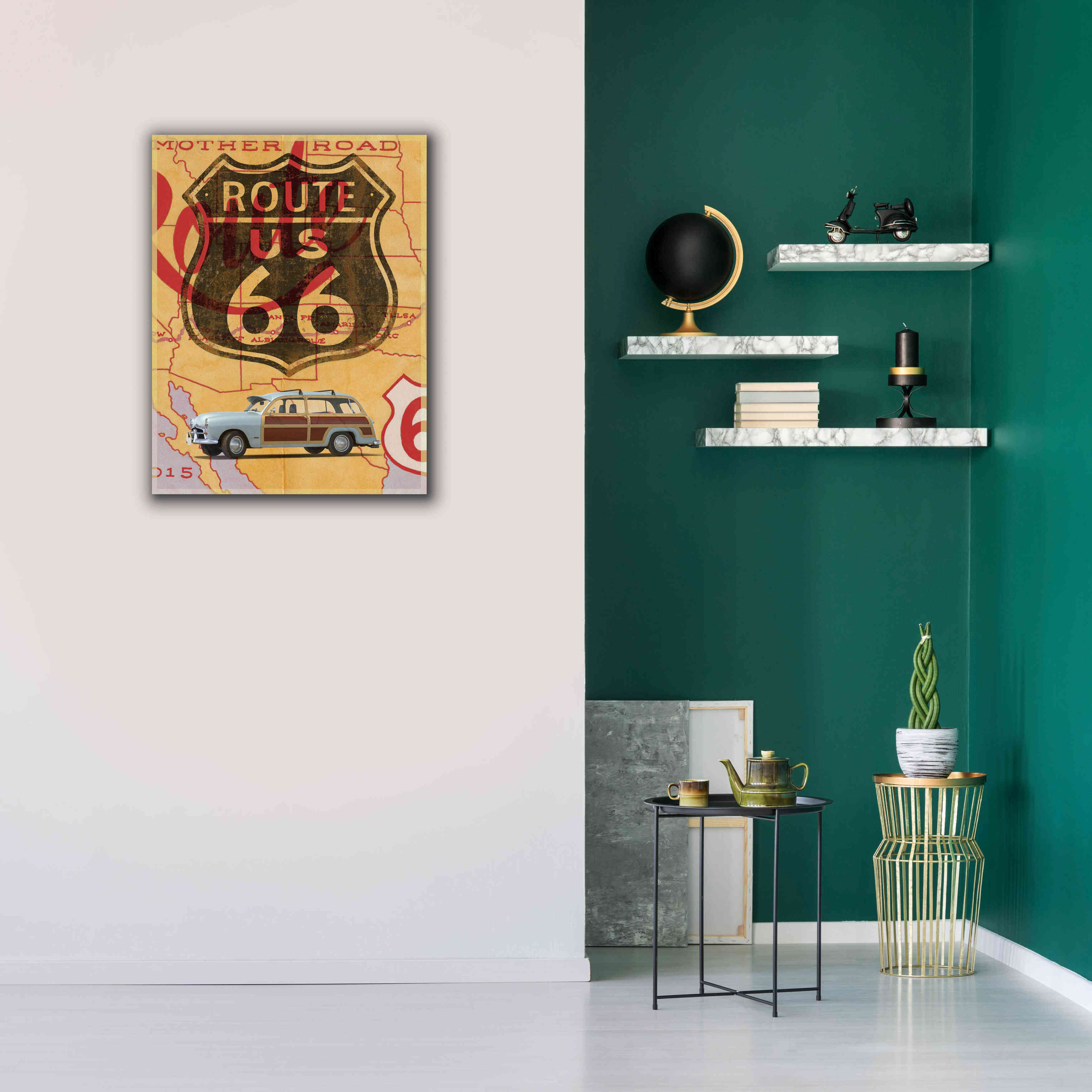 'Route 66 Vintage Postcard' by Edward M. Fielding, Giclee Canvas Wall Art,26x34