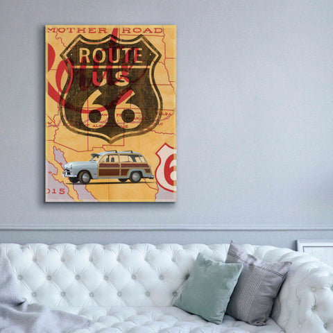 Image of 'Route 66 Vintage Postcard' by Edward M. Fielding, Giclee Canvas Wall Art,40x54