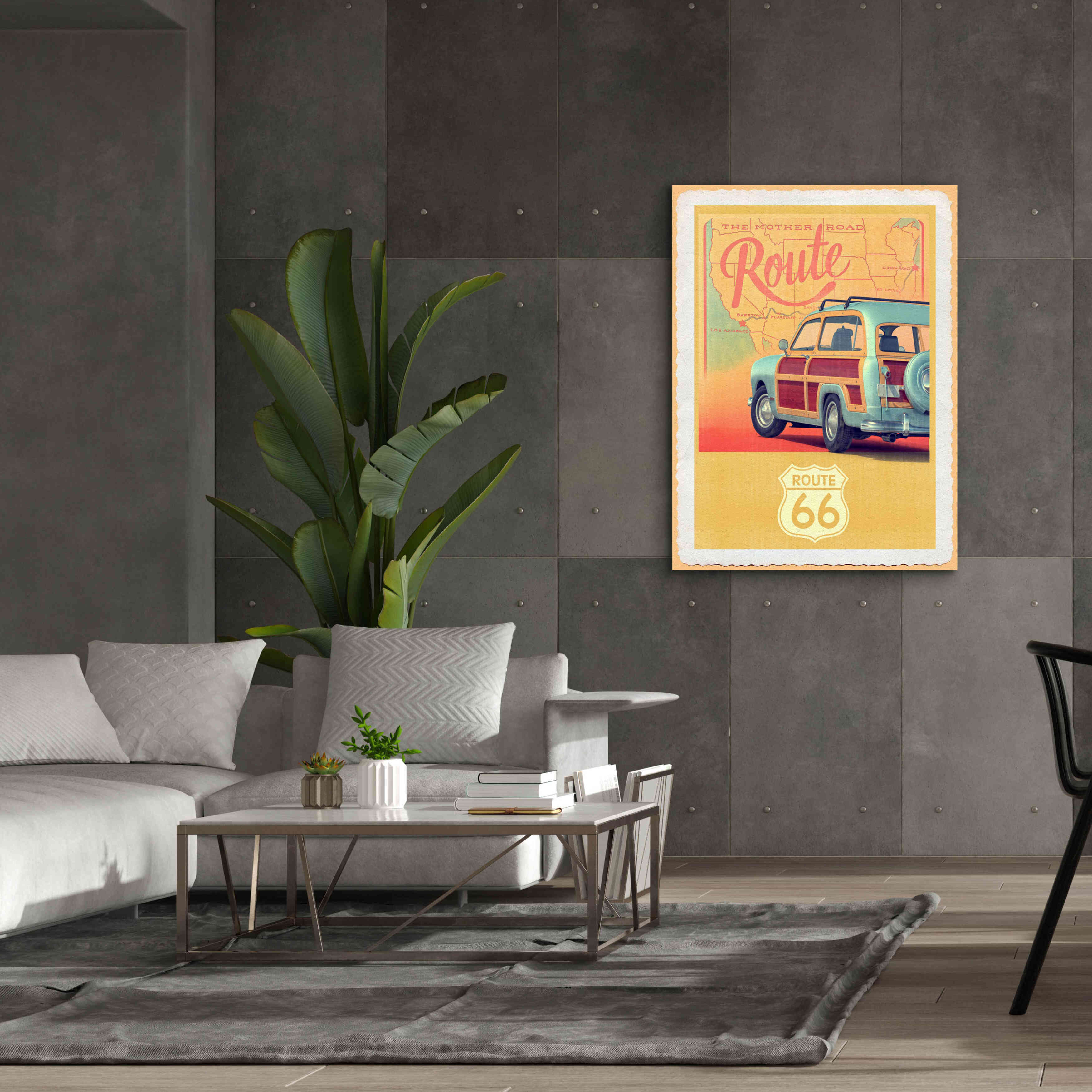 'Route 66 Vintage Travel' by Edward M. Fielding, Giclee Canvas Wall Art,40x54