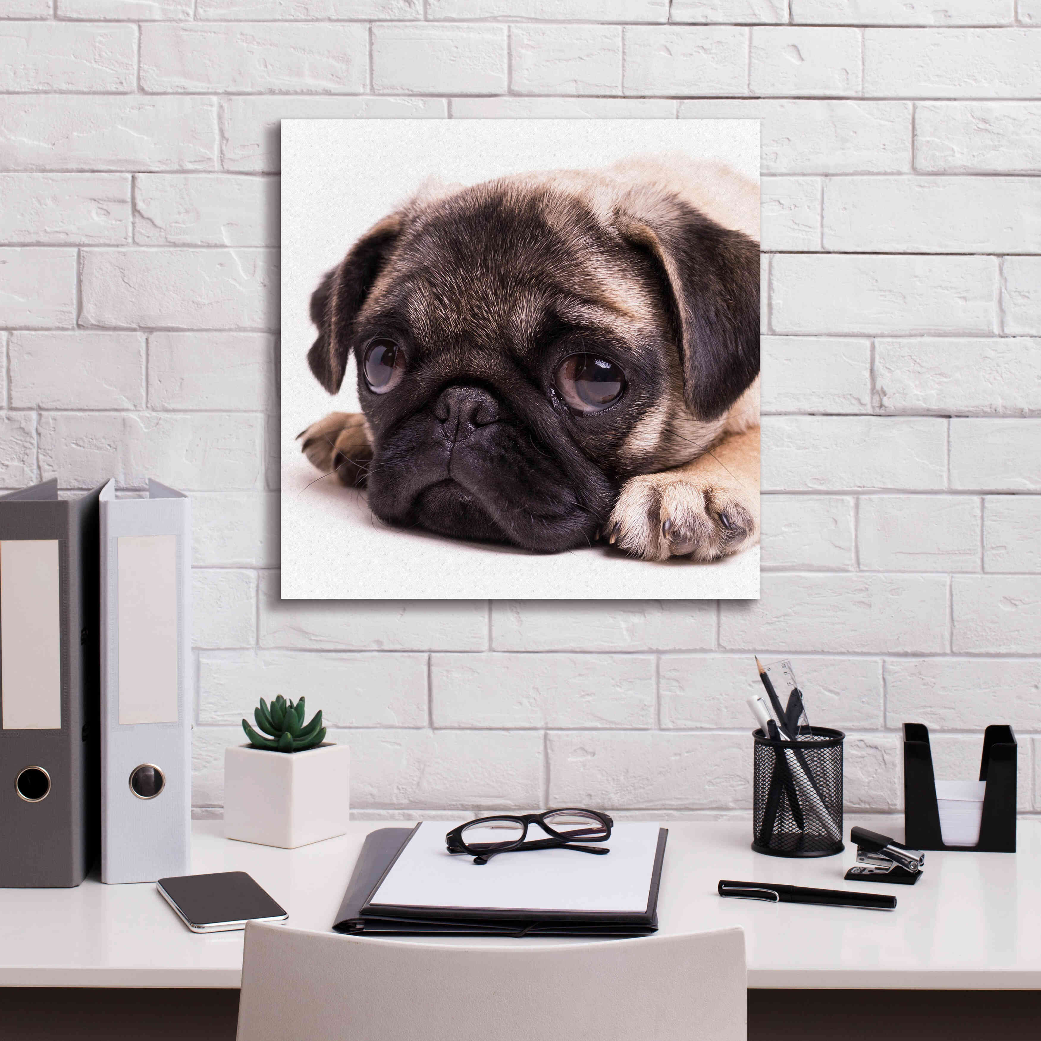 'Sad Sack Pug' by Edward M. Fielding, Giclee Canvas Wall Art,18x18