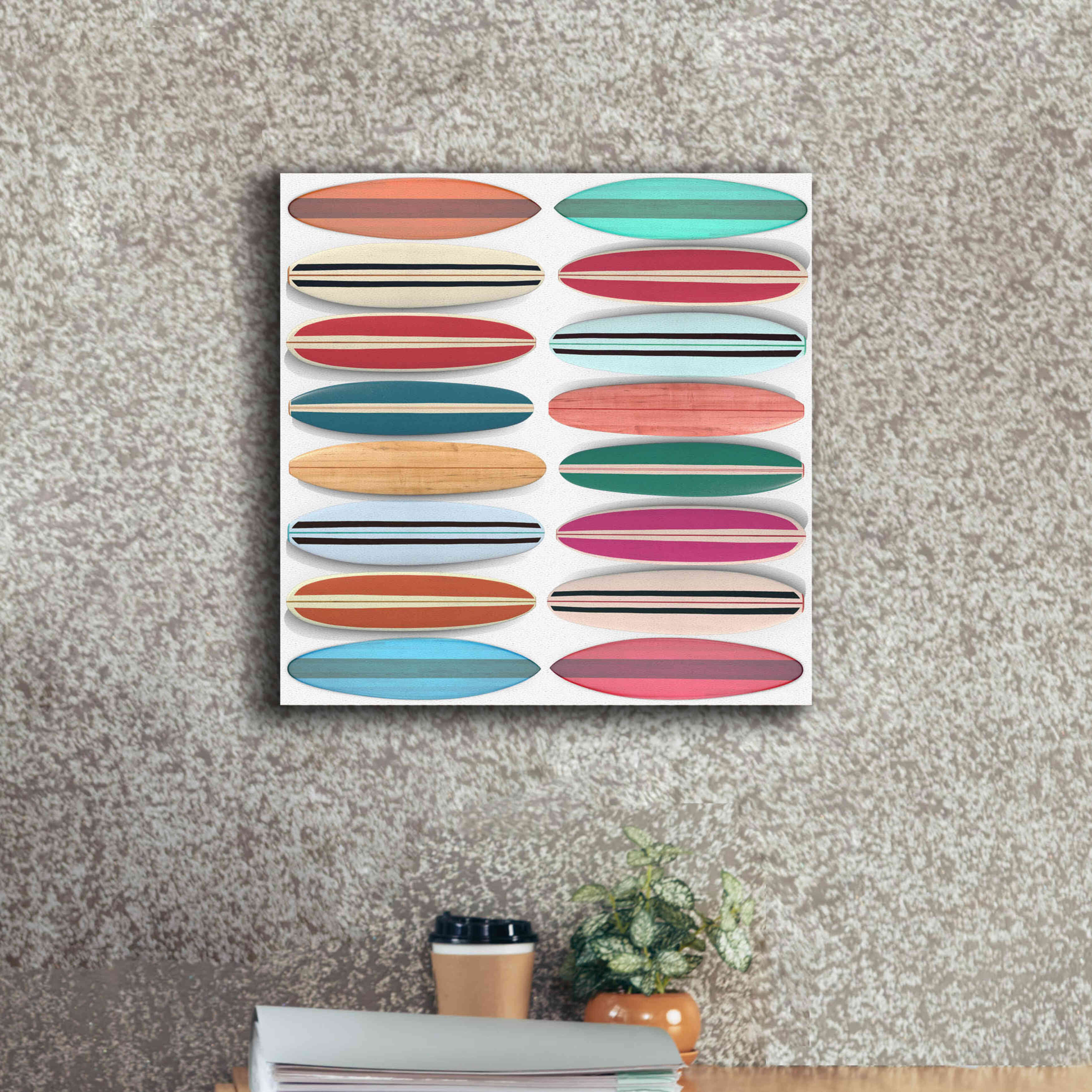 'Surfboard Pattern' by Edward M. Fielding, Giclee Canvas Wall Art,18x18