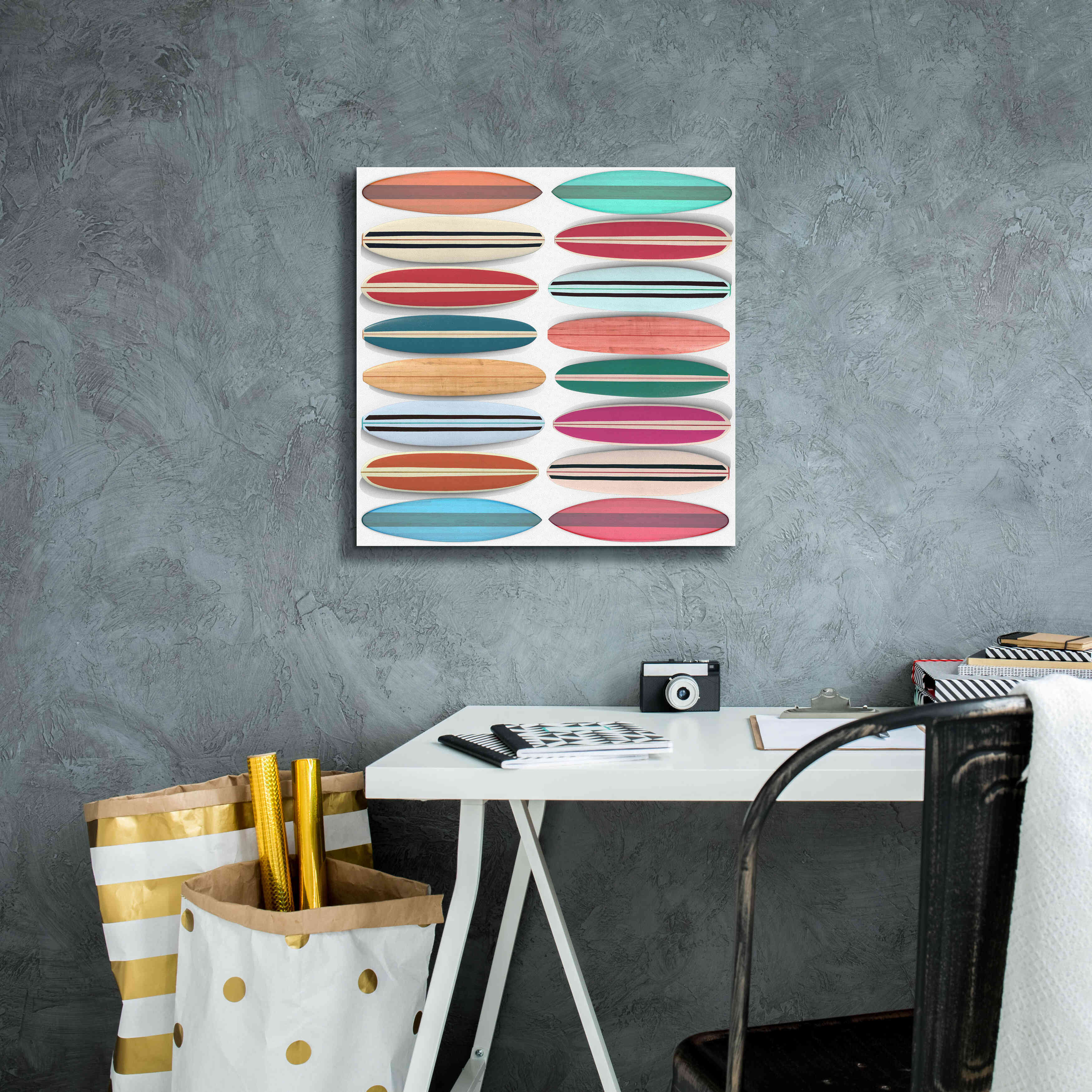 'Surfboard Pattern' by Edward M. Fielding, Giclee Canvas Wall Art,18x18