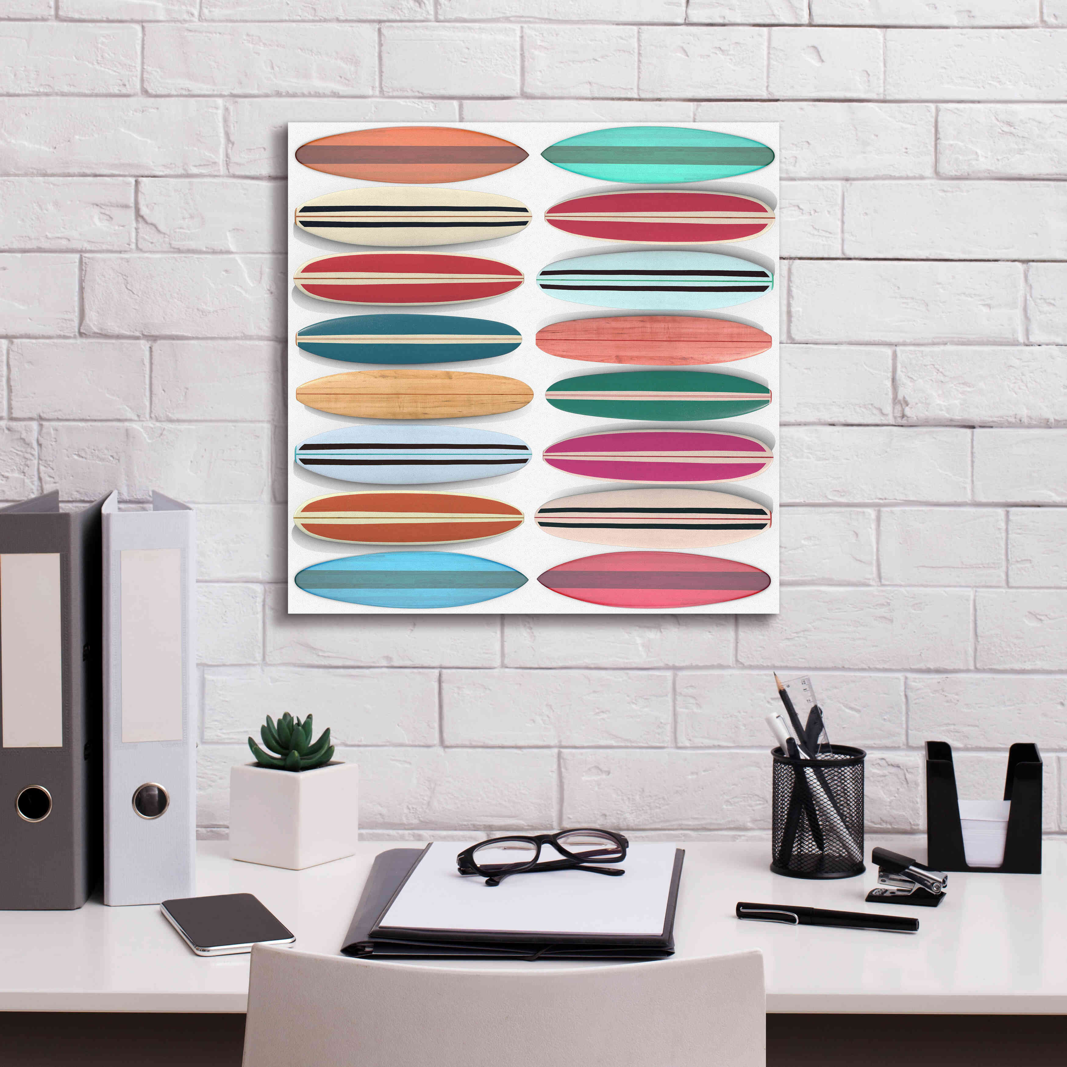 'Surfboard Pattern' by Edward M. Fielding, Giclee Canvas Wall Art,18x18