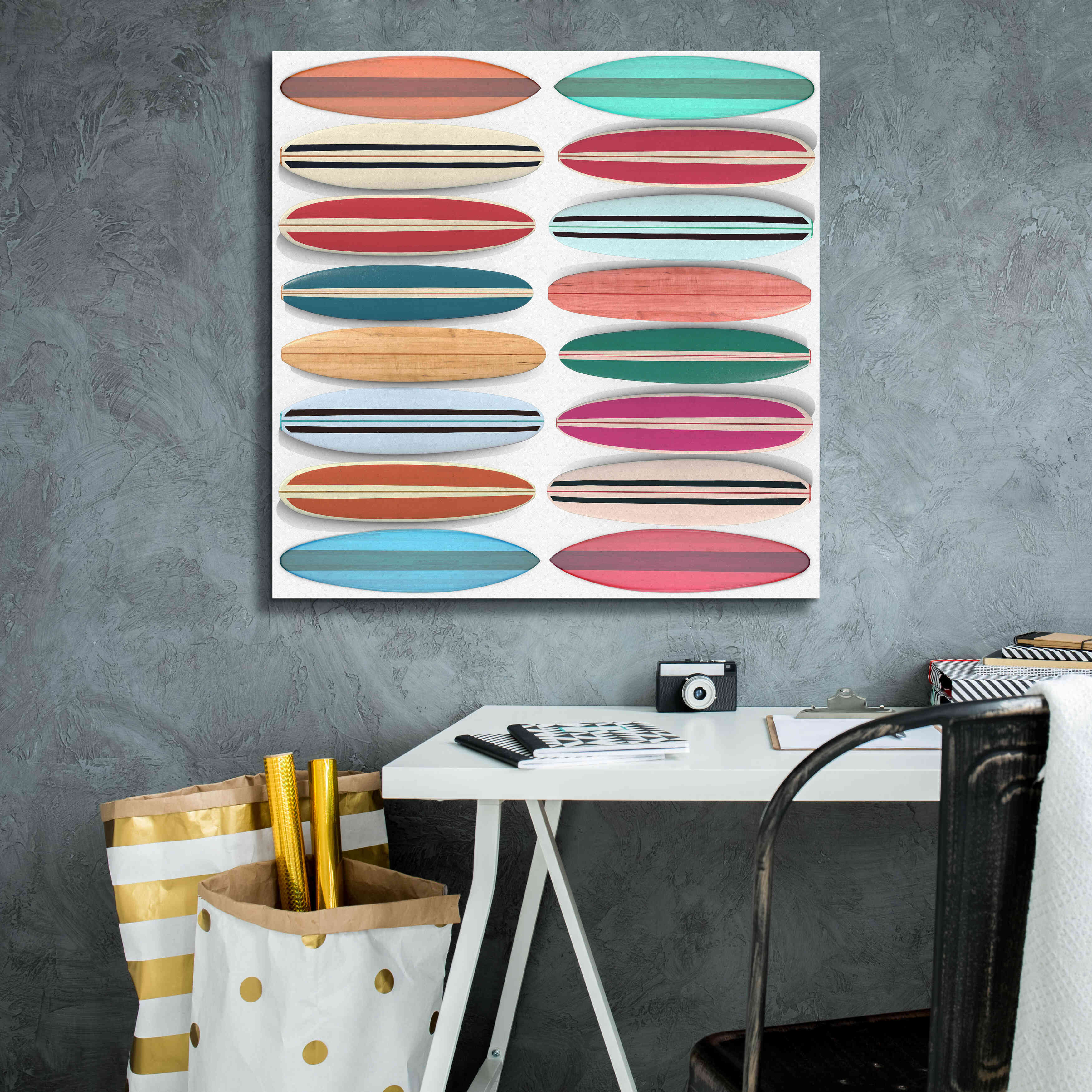 'Surfboard Pattern' by Edward M. Fielding, Giclee Canvas Wall Art,26x26