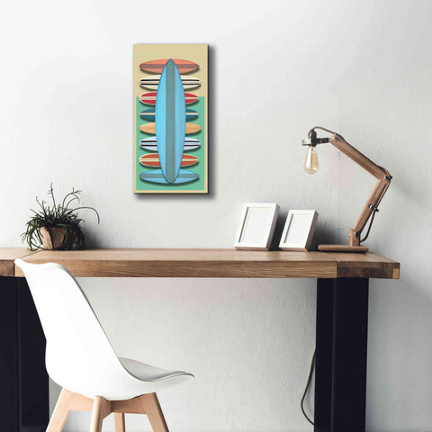 Image of 'Surfboards - Red' by Edward M. Fielding, Giclee Canvas Wall Art,12x24