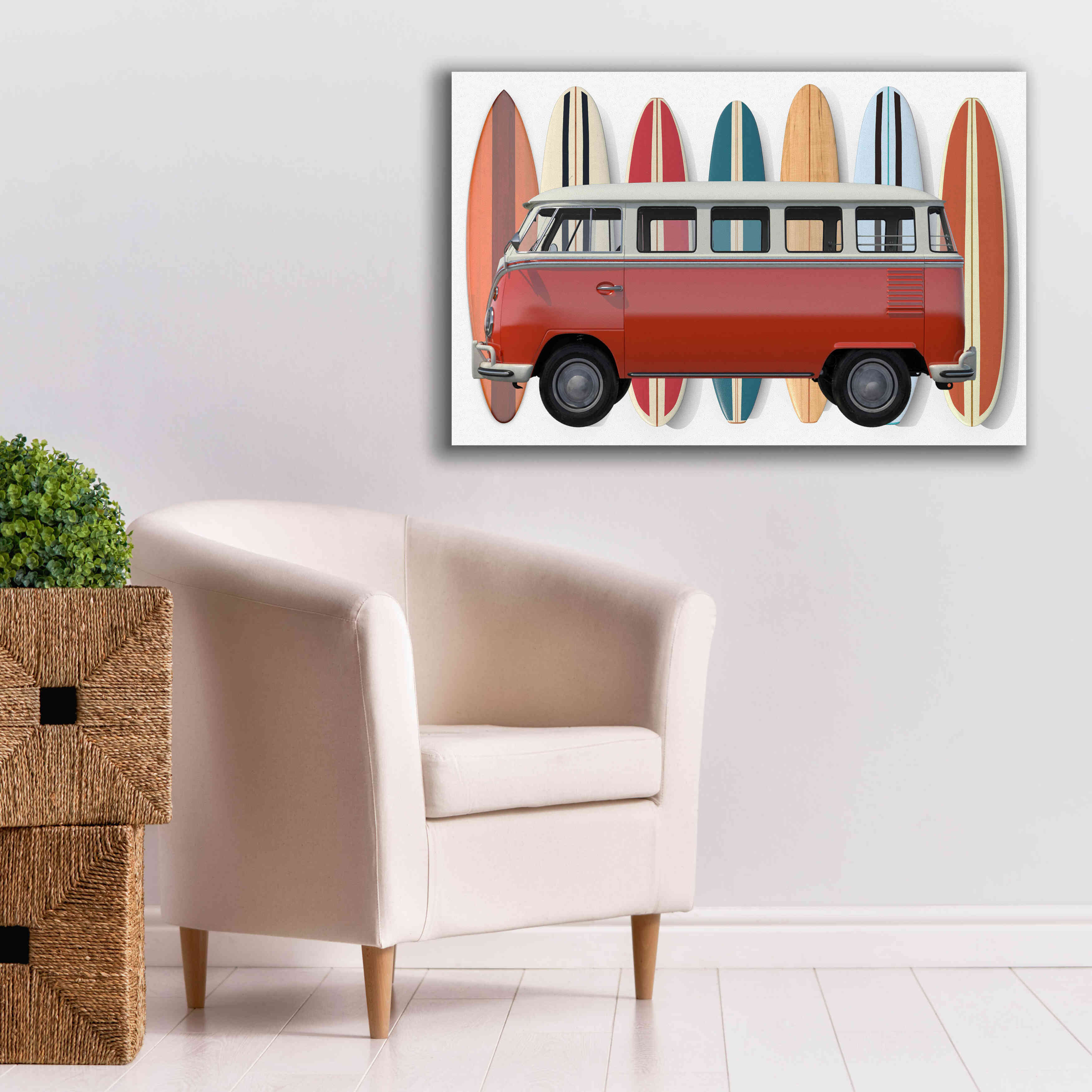 'Surfer Van' by Edward M. Fielding, Giclee Canvas Wall Art,40x26