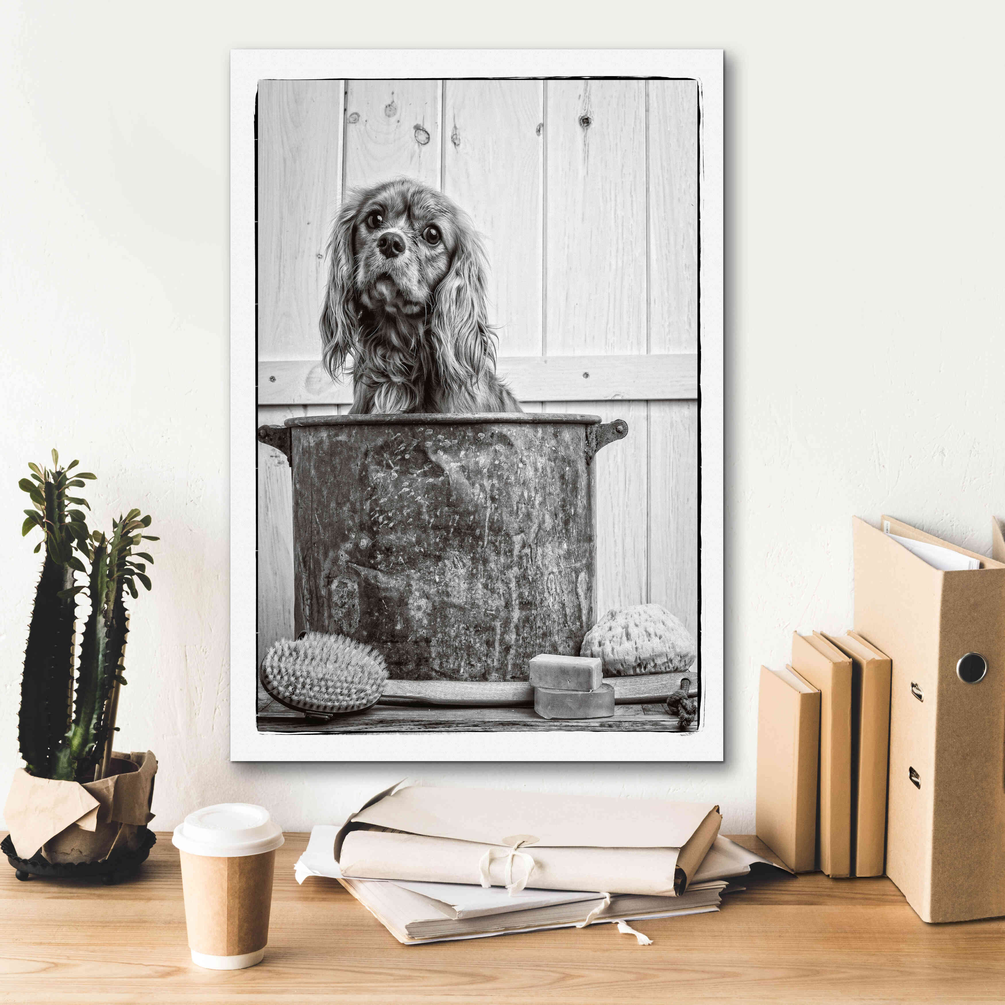 'Vintage Puppy Bath' by Edward M. Fielding, Giclee Canvas Wall Art,18x26