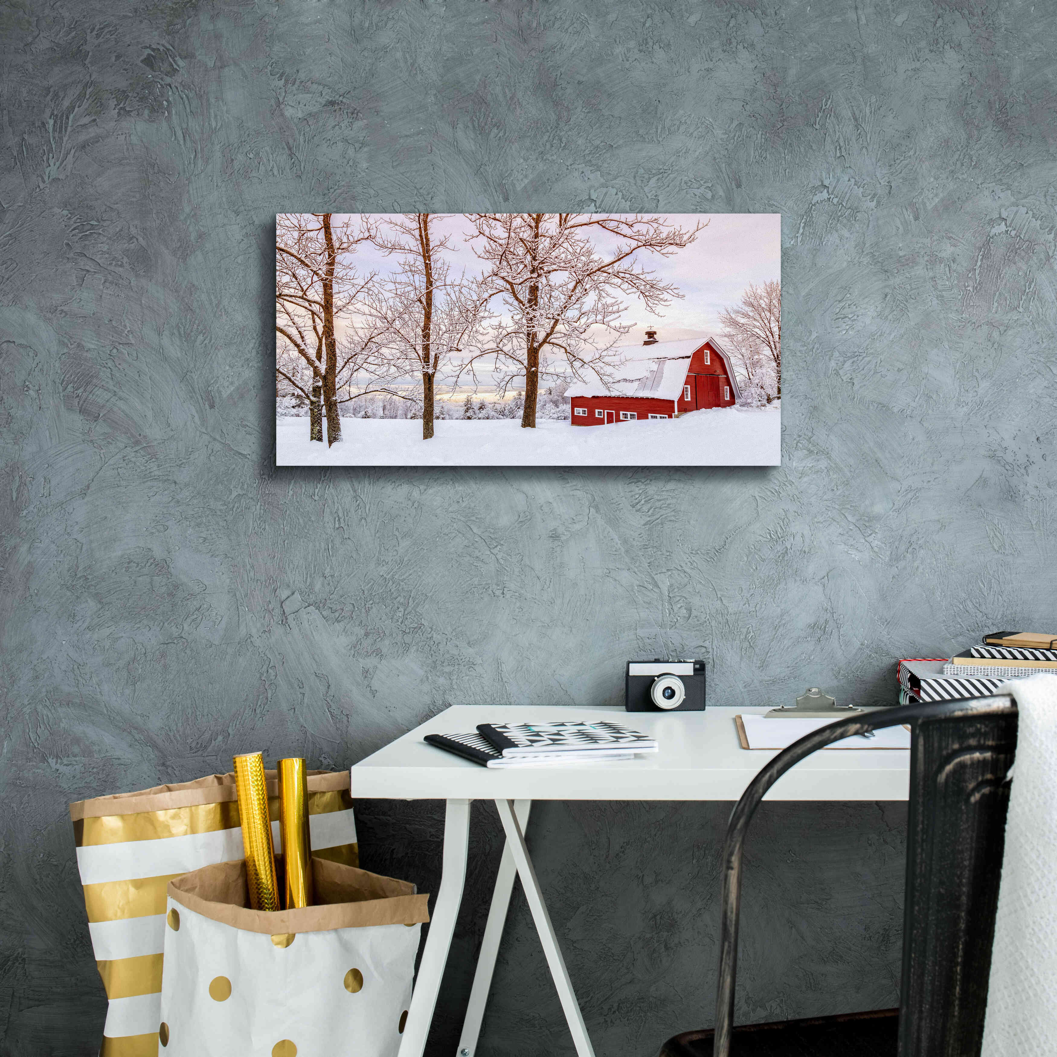 'Winter Arrives' by Edward M. Fielding, Giclee Canvas Wall Art,24x12