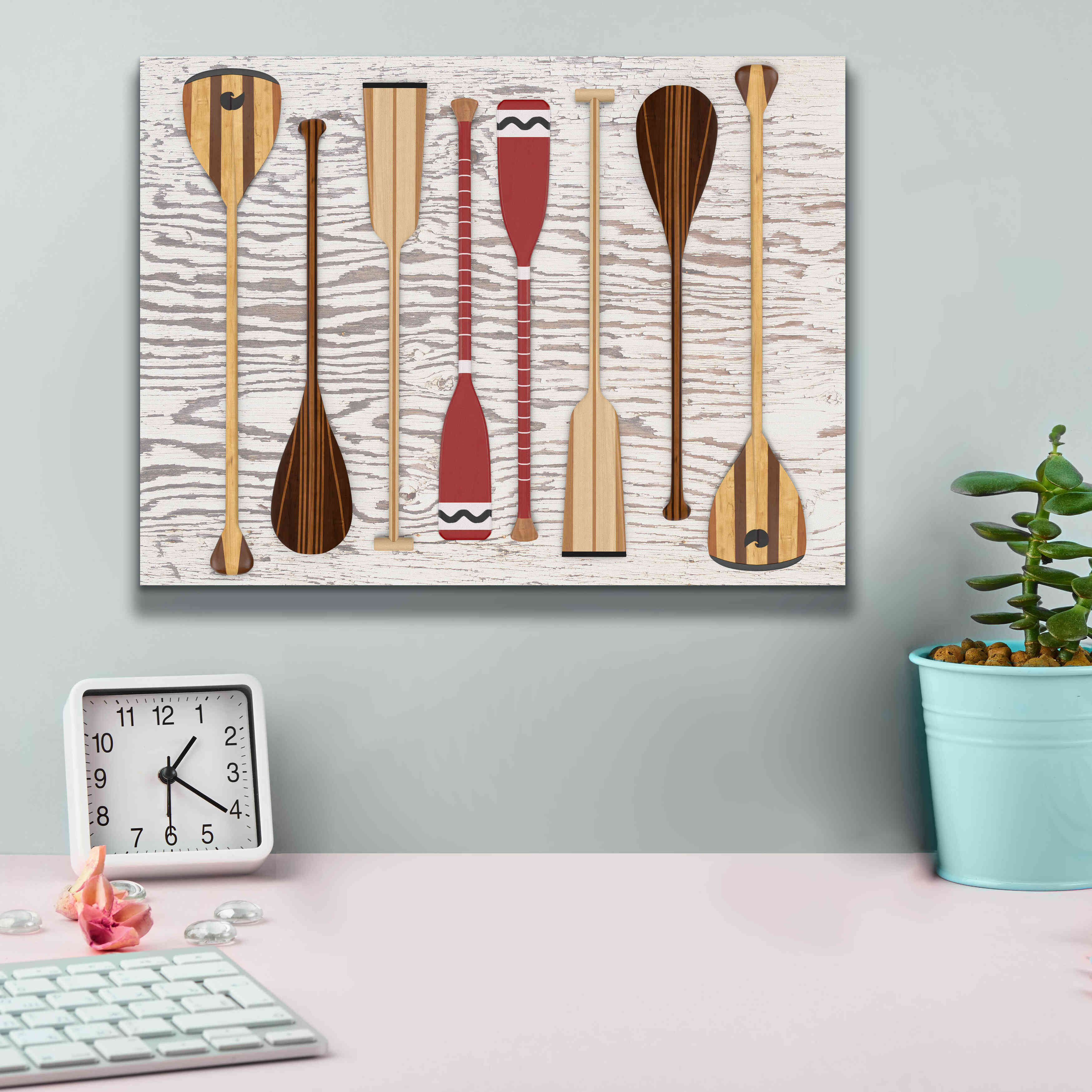 'Canoe Paddles & Oar' by Edward M. Fielding, Giclee Canvas Wall Art,16x12