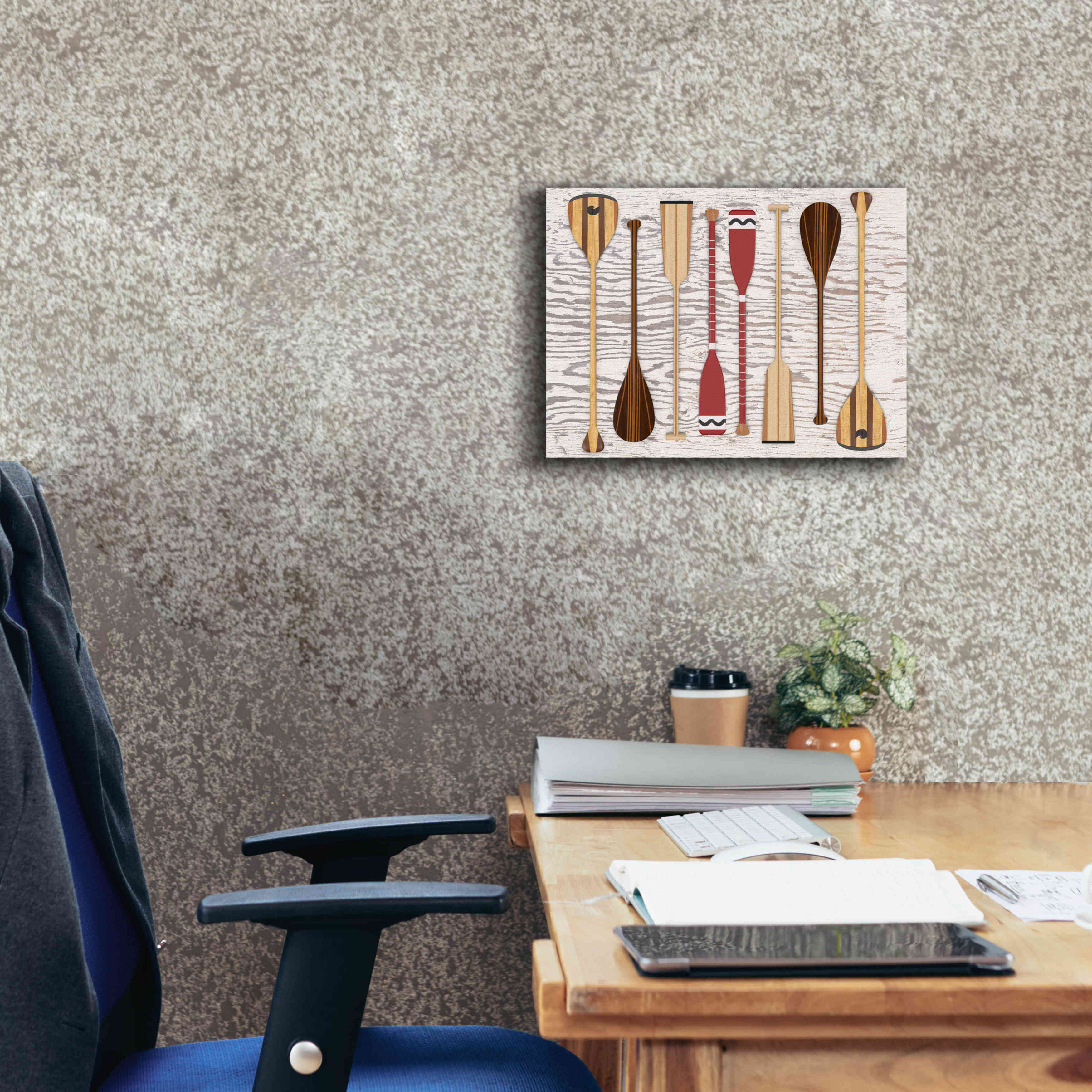'Canoe Paddles & Oar' by Edward M. Fielding, Giclee Canvas Wall Art,16x12