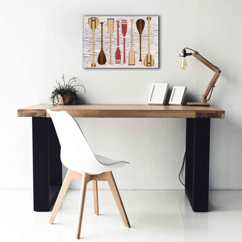 Image of 'Canoe Paddles & Oar' by Edward M. Fielding, Giclee Canvas Wall Art,26x18