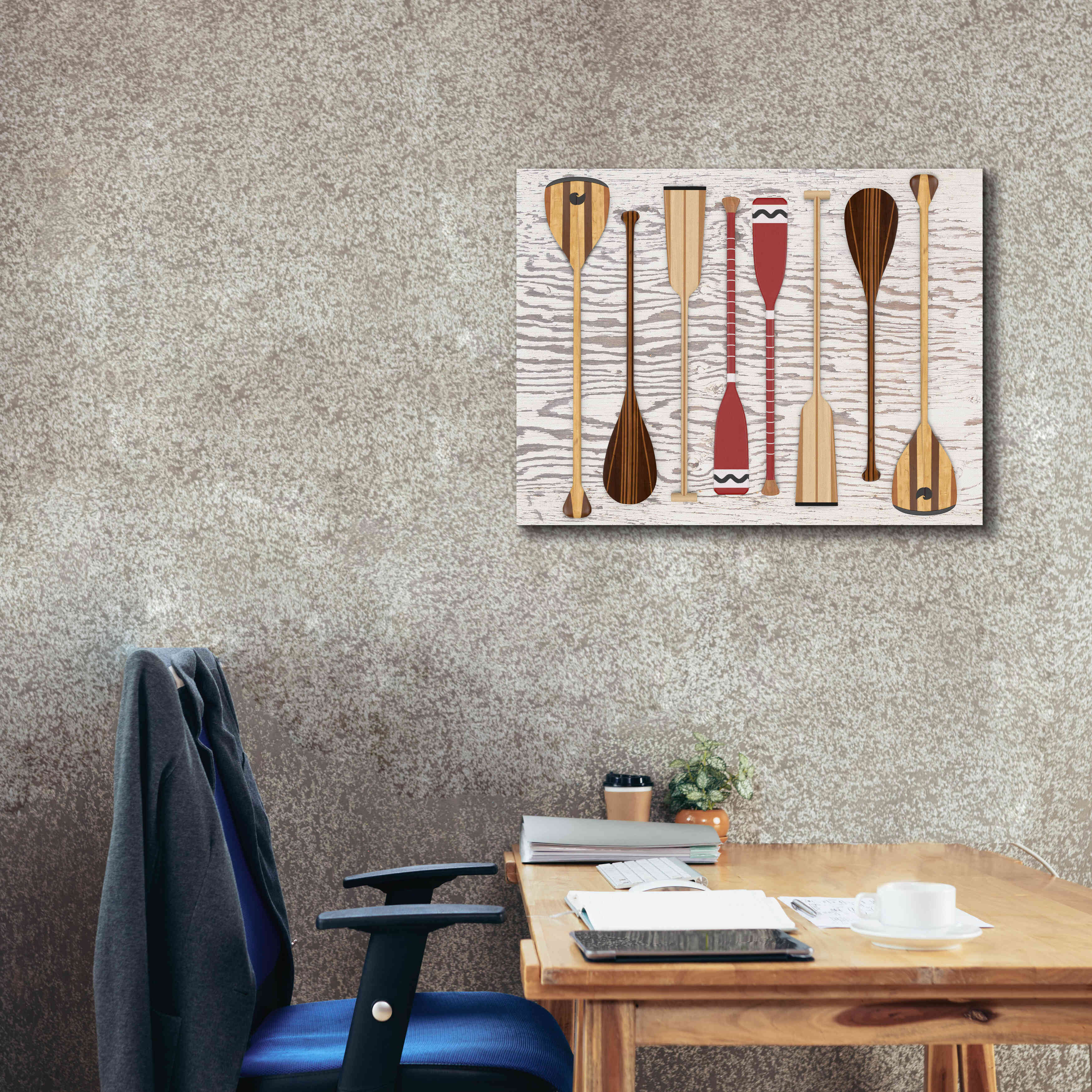 'Canoe Paddles & Oar' by Edward M. Fielding, Giclee Canvas Wall Art,34x26