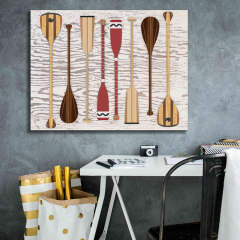 Image of 'Canoe Paddles & Oar' by Edward M. Fielding, Giclee Canvas Wall Art,34x26