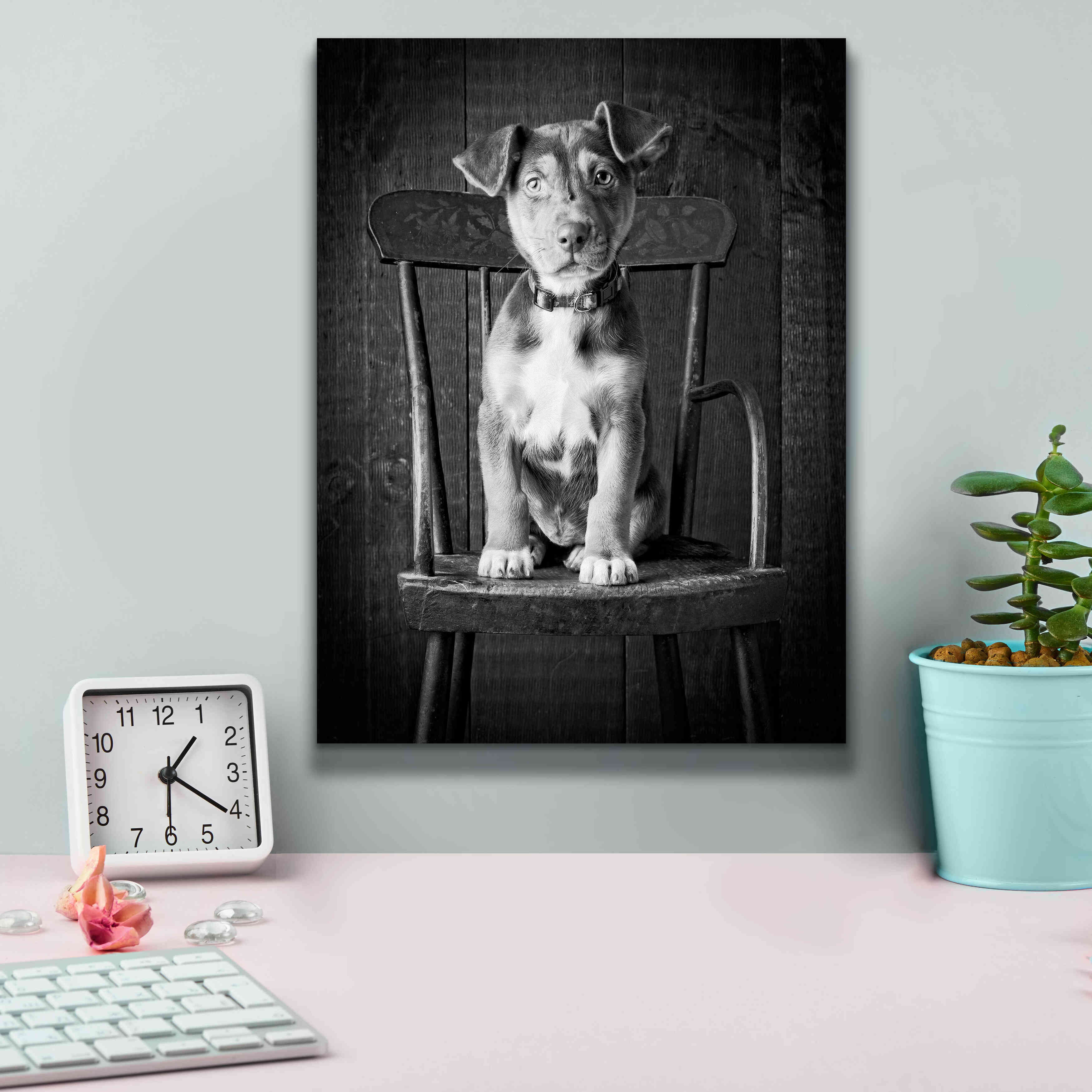 'Mutt Black & White' by Edward M. Fielding, Giclee Canvas Wall Art,12x16