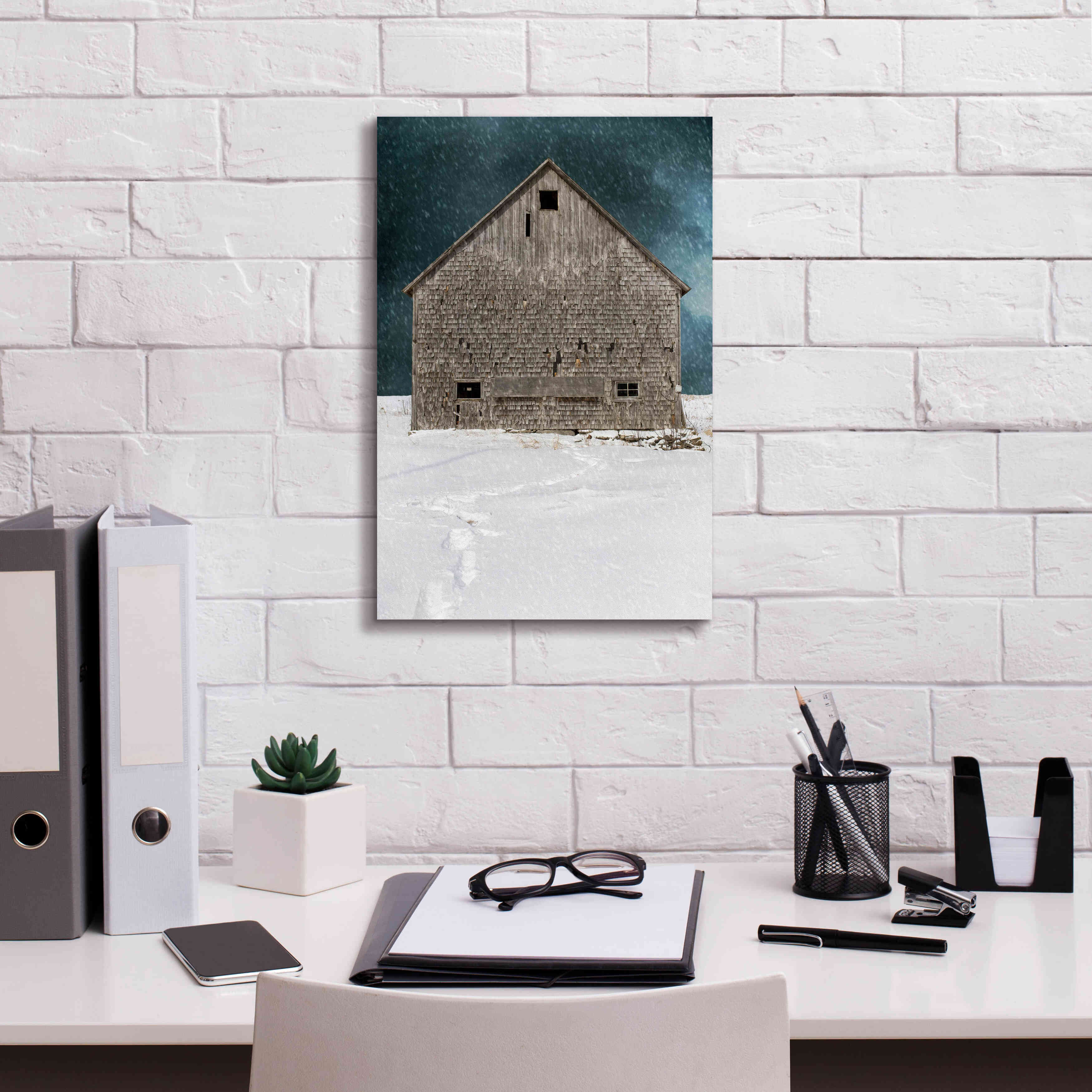 'Old Barn' by Edward M. Fielding, Giclee Canvas Wall Art,12x18