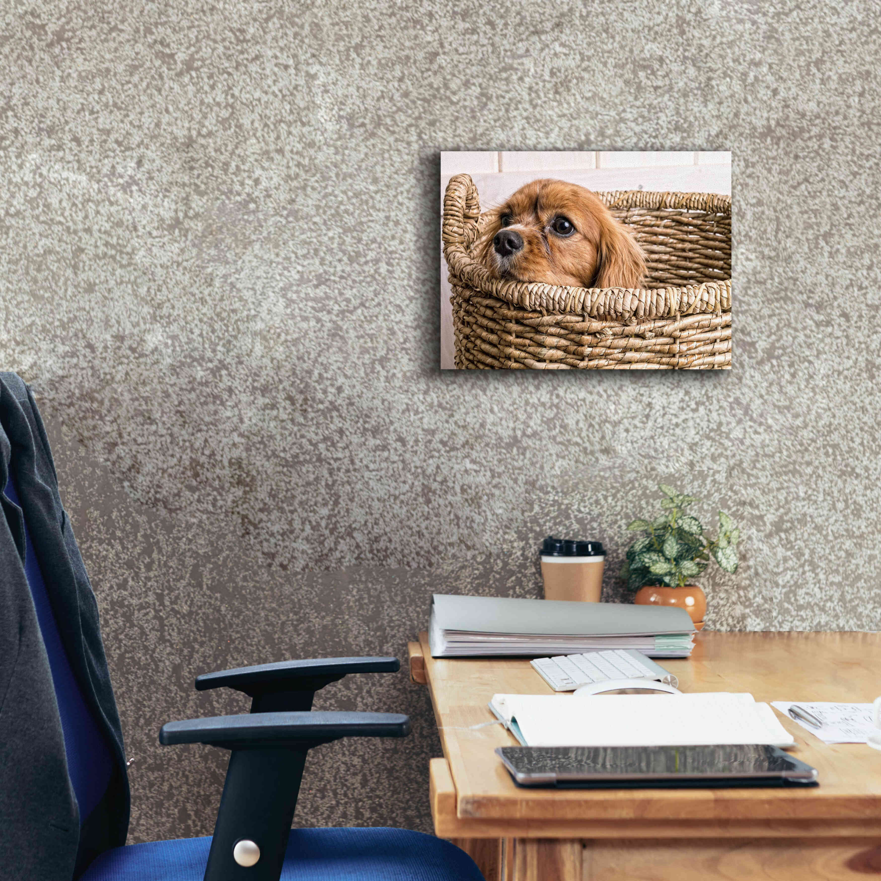 'Puppy in a Laundry Basket' by Edward M. Fielding, Giclee Canvas Wall Art,16x12