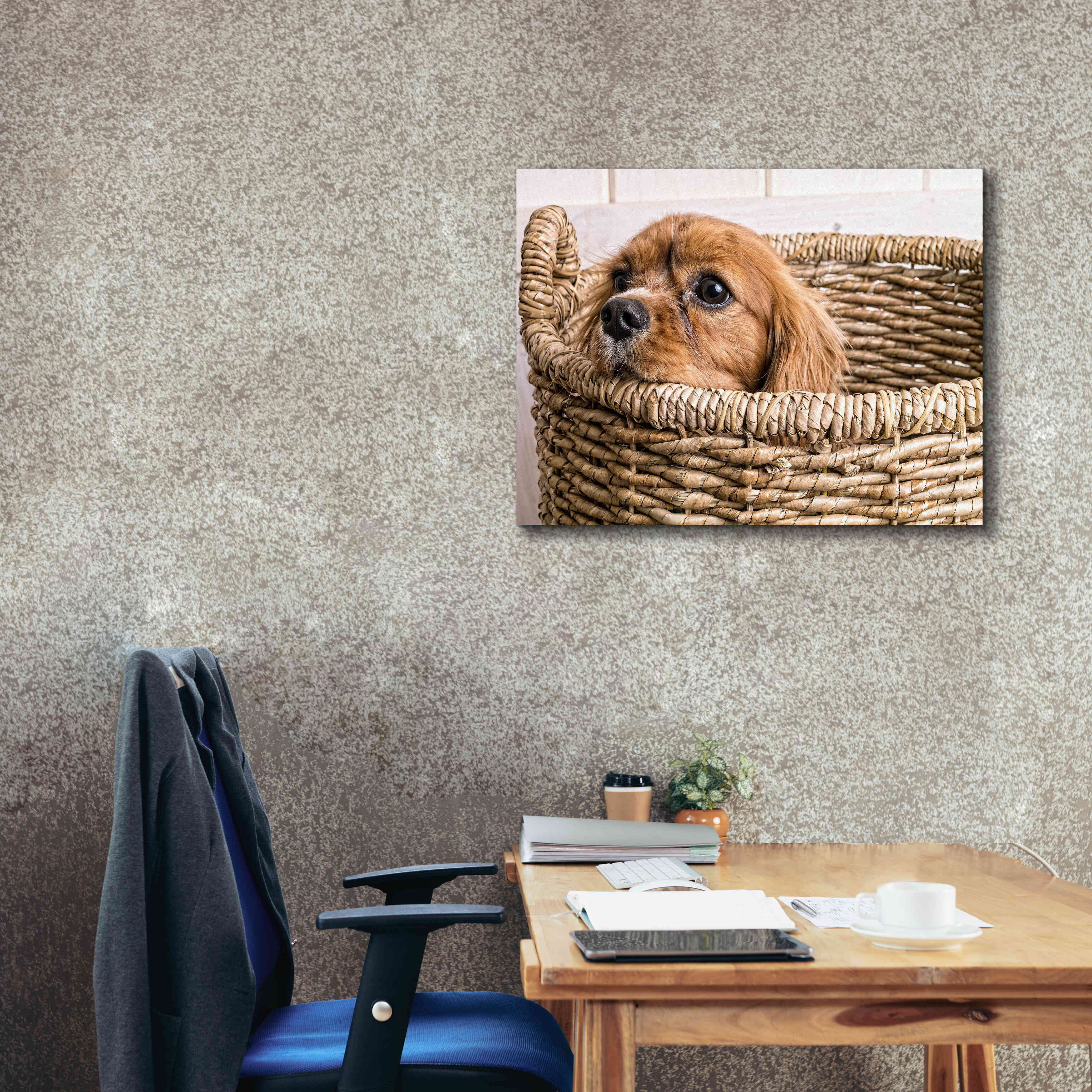 'Puppy in a Laundry Basket' by Edward M. Fielding, Giclee Canvas Wall Art,34x26