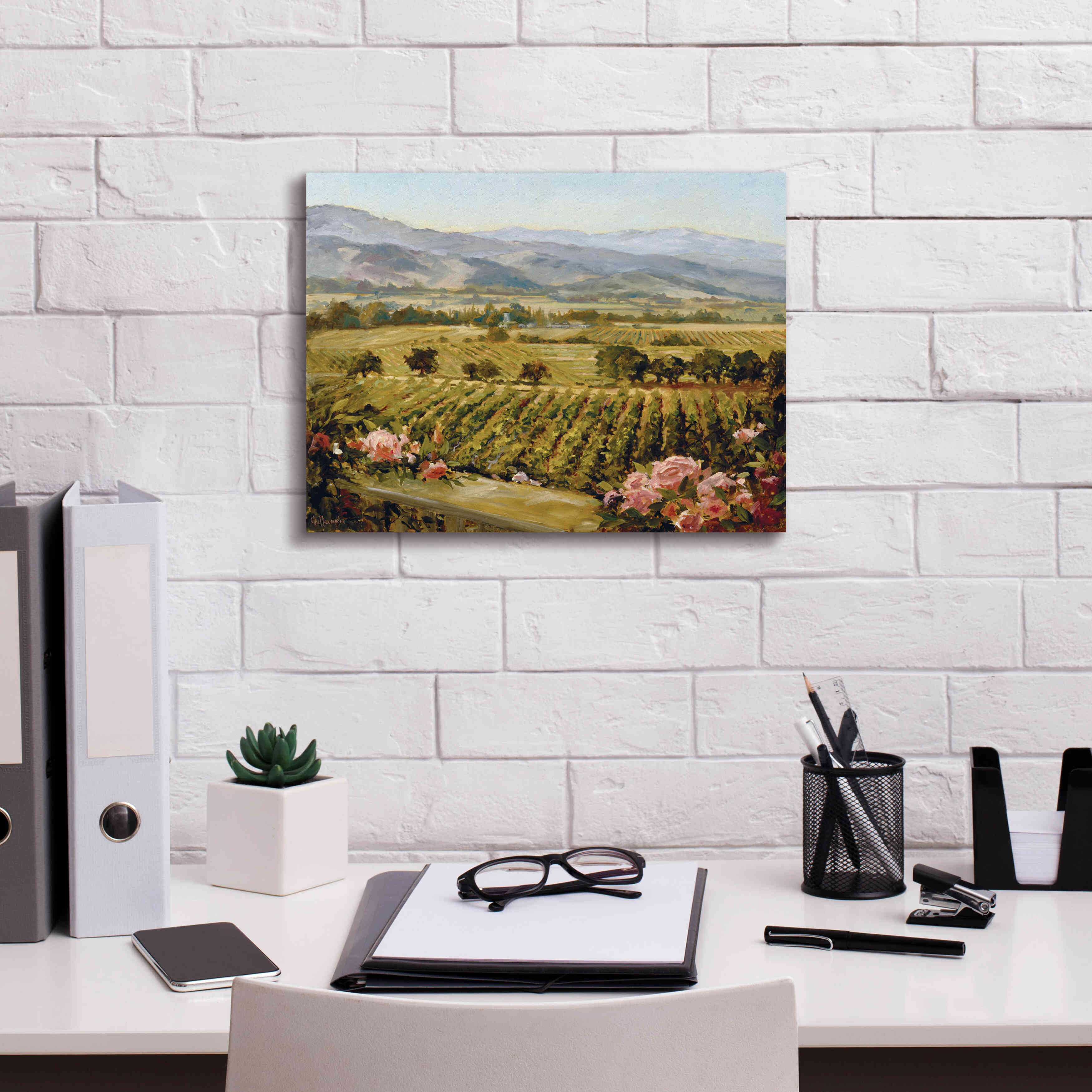 'Vineyards to Vaca Mountains' by Ellie Freudenstein, Giclee Canvas Wall Art,16x12