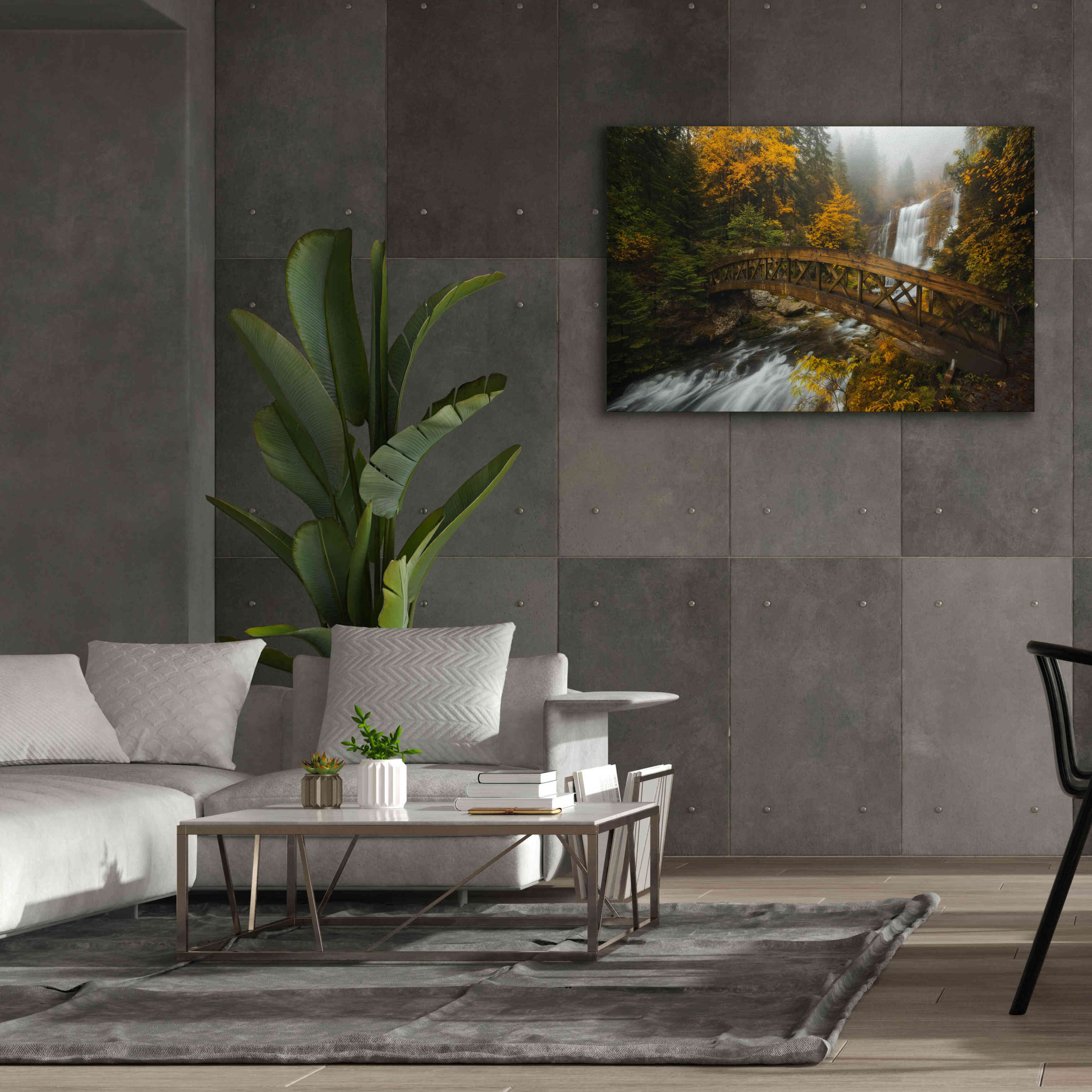 'A Bridge in the Forest' by Enrico Fossati, Giclee Canvas Wall Art,60x40