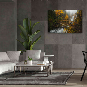 'A Bridge in the Forest' by Enrico Fossati, Giclee Canvas Wall Art,60x40