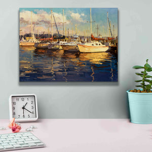'Boats on Glassy Harbor' by Furtesen, Giclee Canvas Wall Art,16x12
